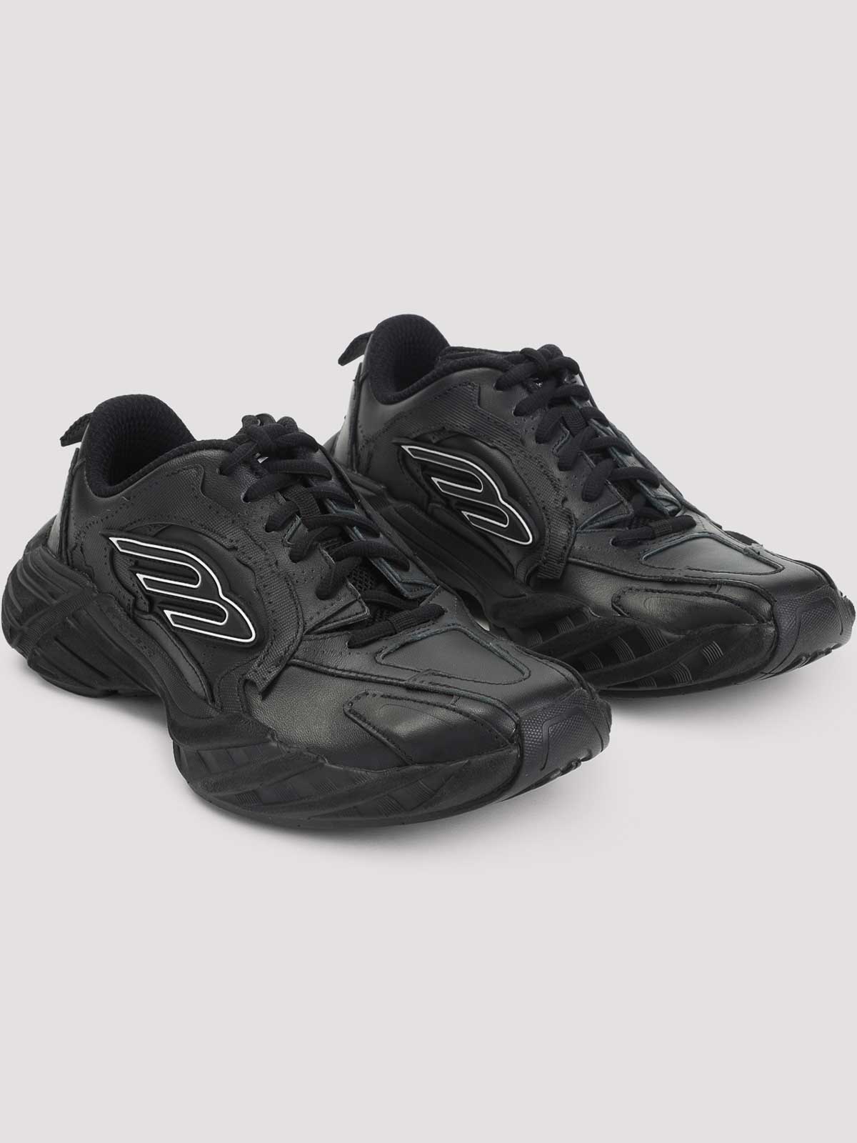 Balenciaga Monday Leather And Fabric Low-top Sneakers In Black