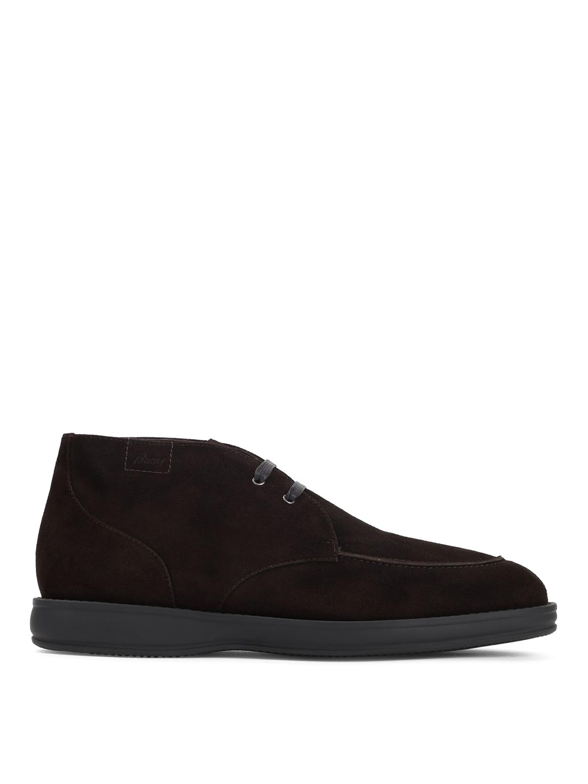 Brioni Suede Leather Desert Boots With Rubber Outsole In Brown
