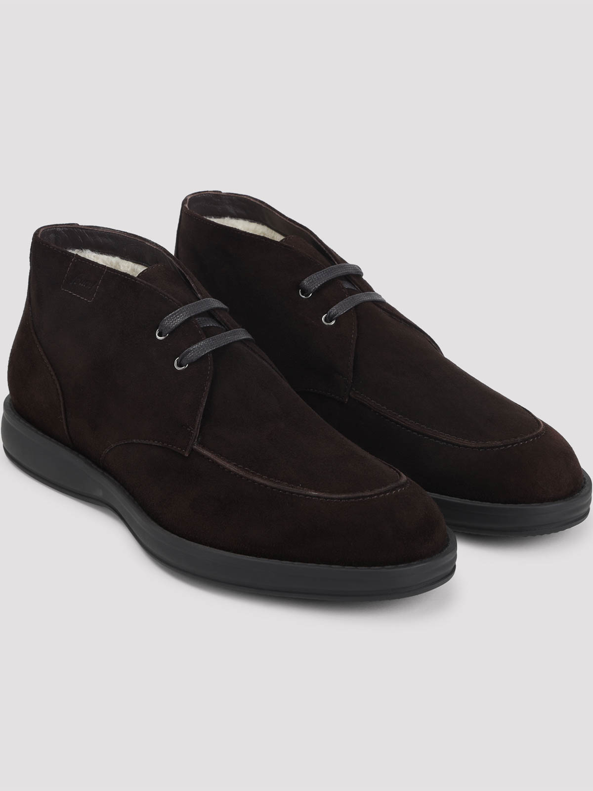 Brioni Suede Leather Desert Boots With Rubber Outsole In Brown
