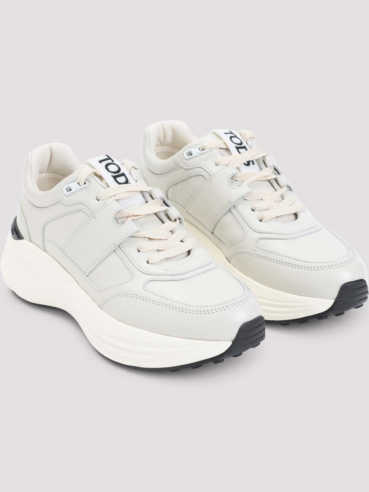 Tod's Sneakers In Leather And Fabric In White