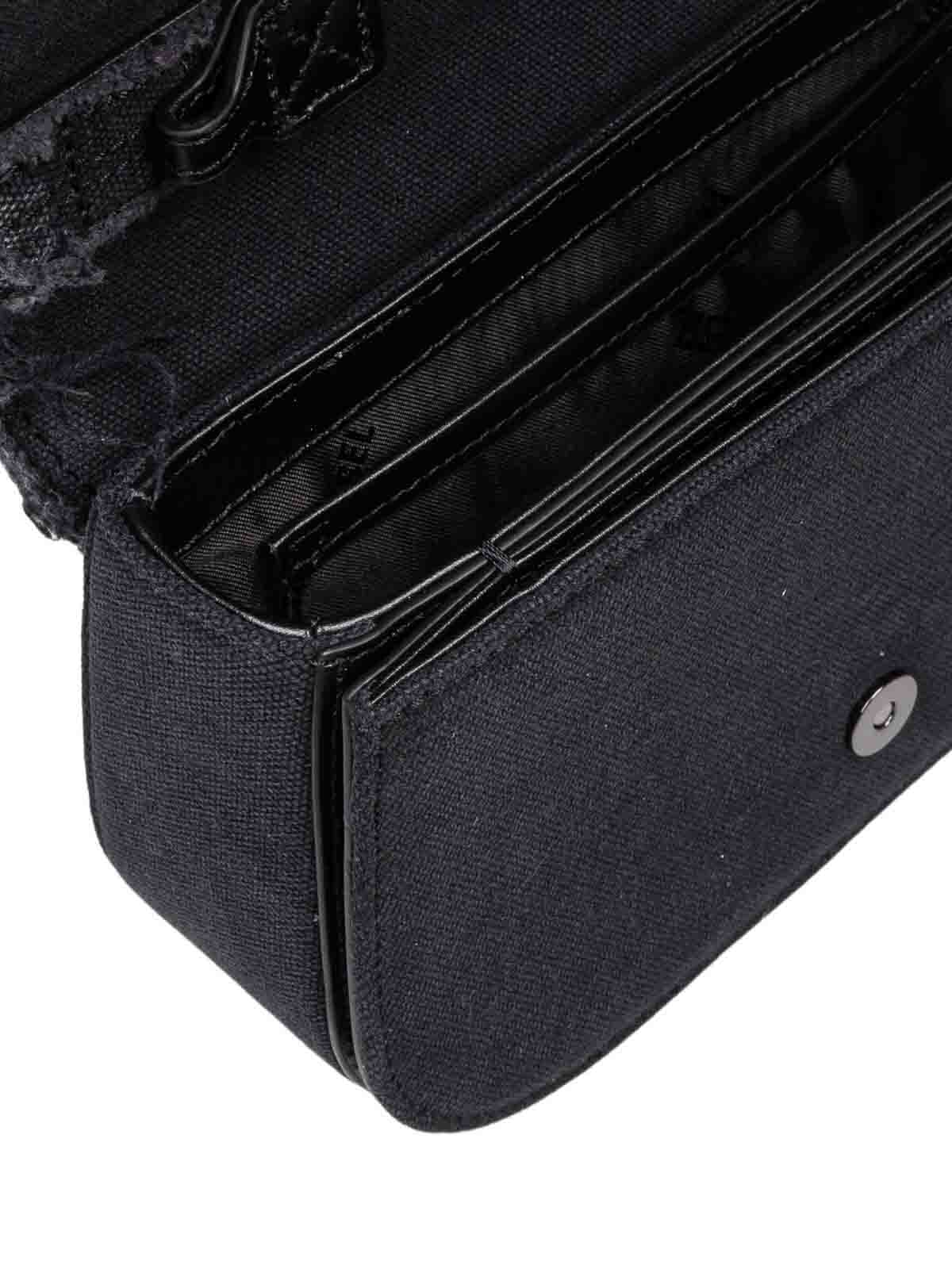 Diesel 1dr Bag In Jeans Canvas With Crystals In Black
