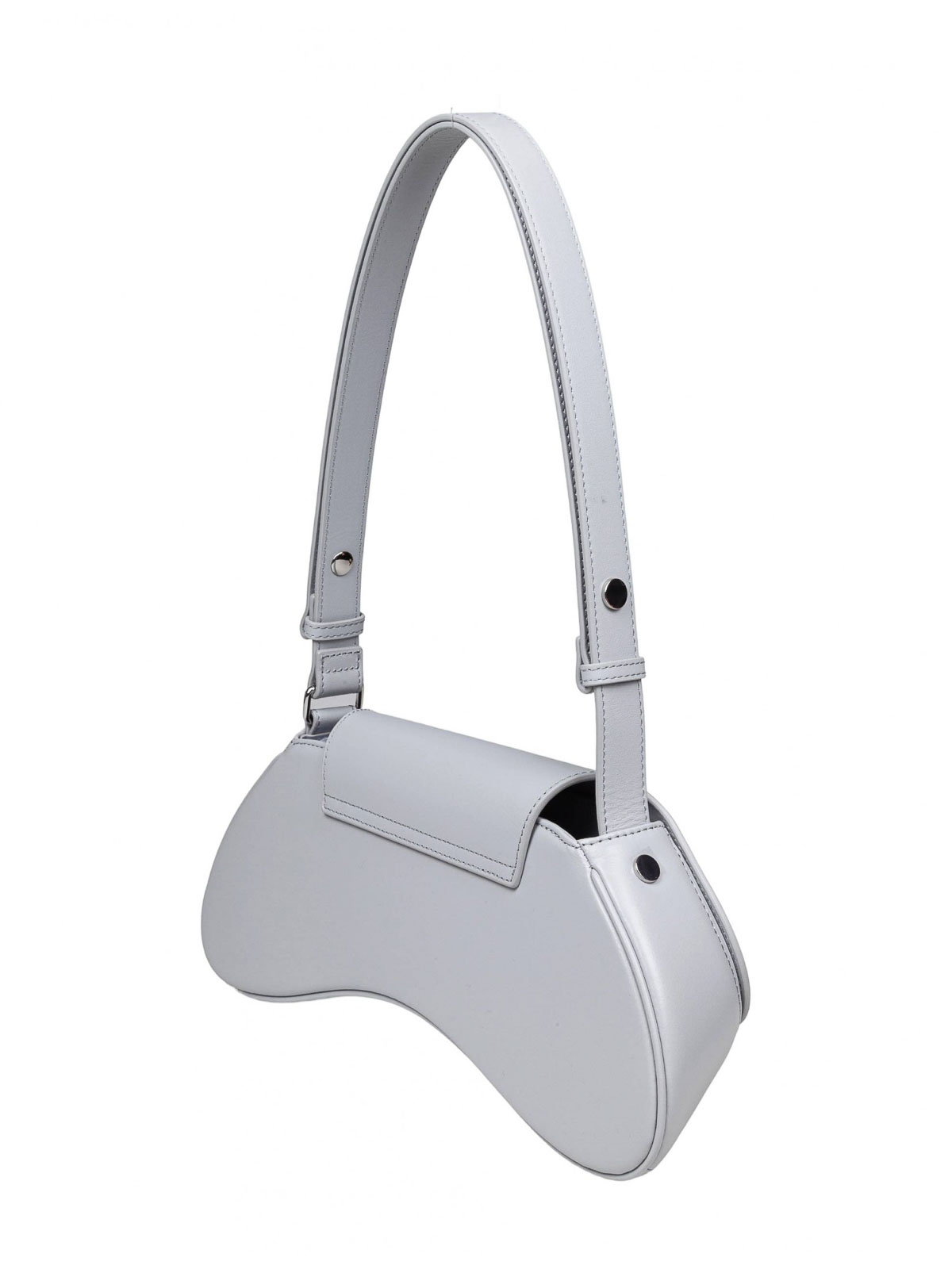 Diesel Play Leather Shoulder Bag Grey In White