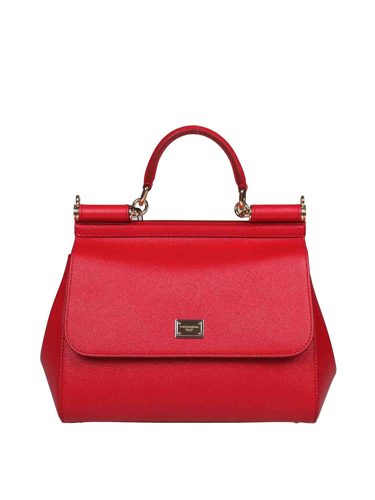 Dolce & Gabbana Sicily Average Leather Bag Dauphine In Red