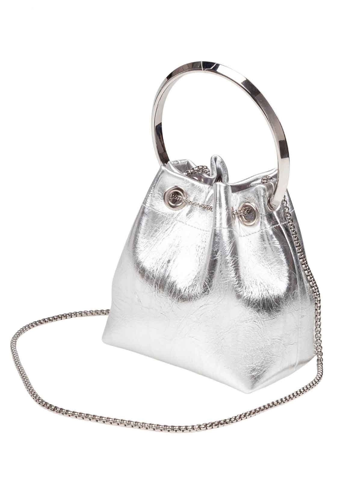 Jimmy Choo Bon Bon Tzz In Metallic Leather In Silver