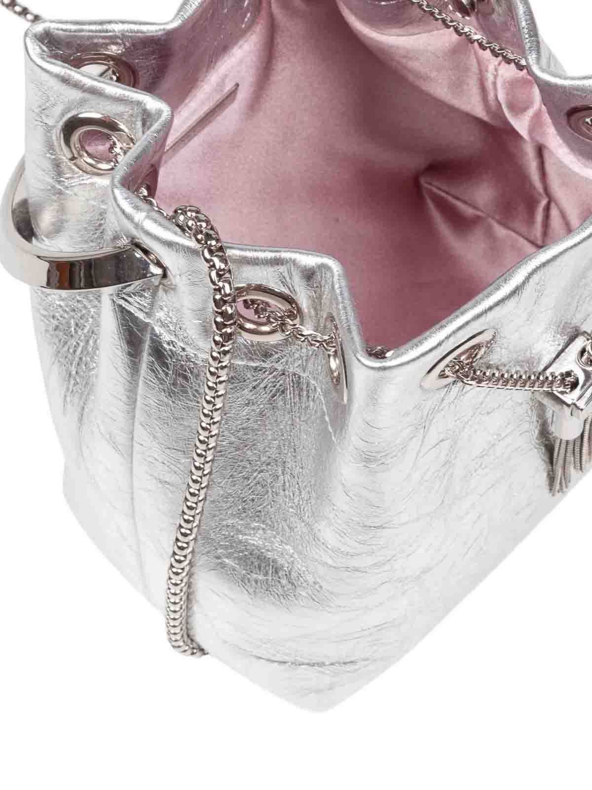 Jimmy Choo Bon Bon Tzz In Metallic Leather In Silver