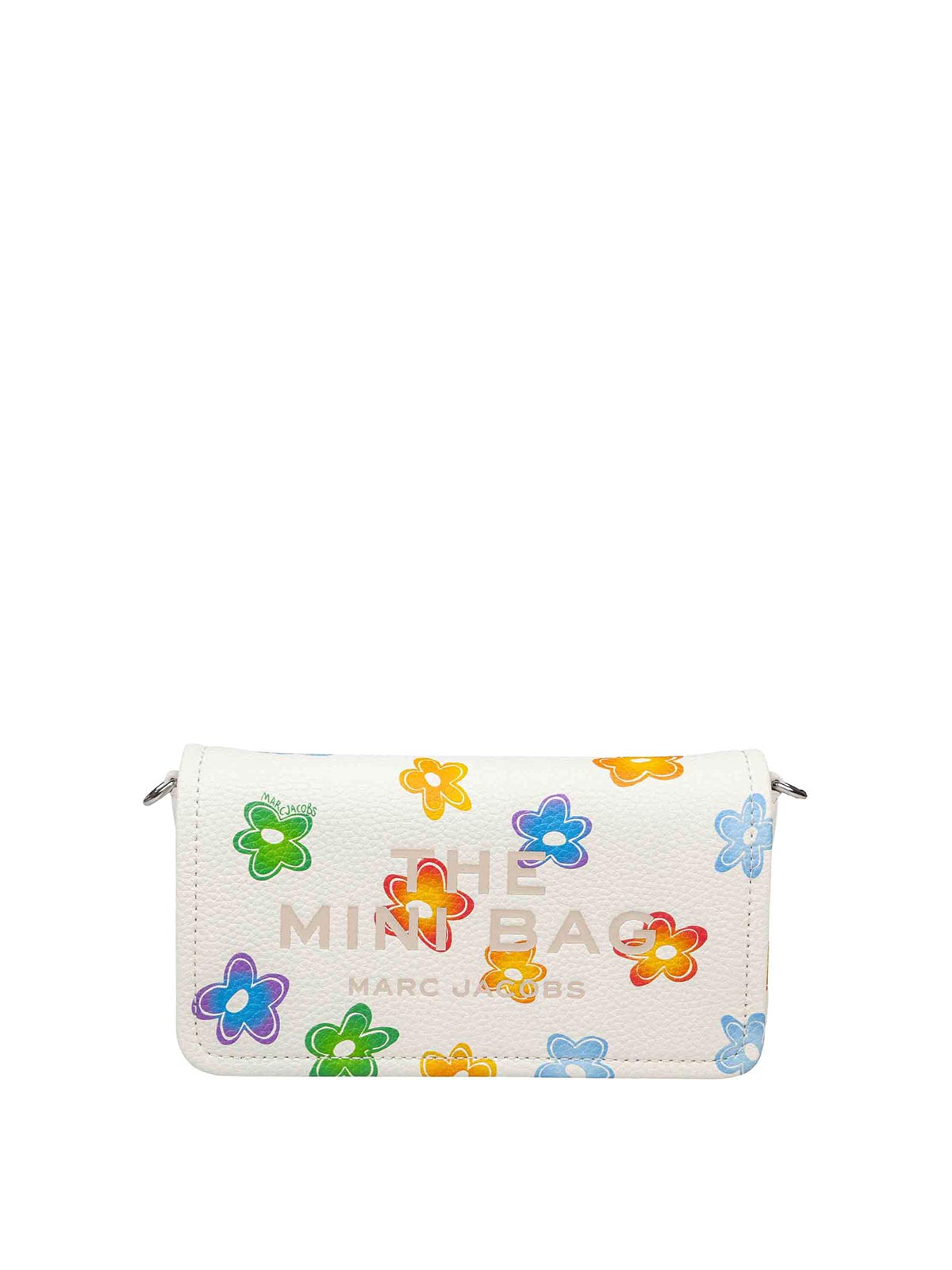 Marc Jacobs The Mini Bag In White Leather With Flower Print In Multi