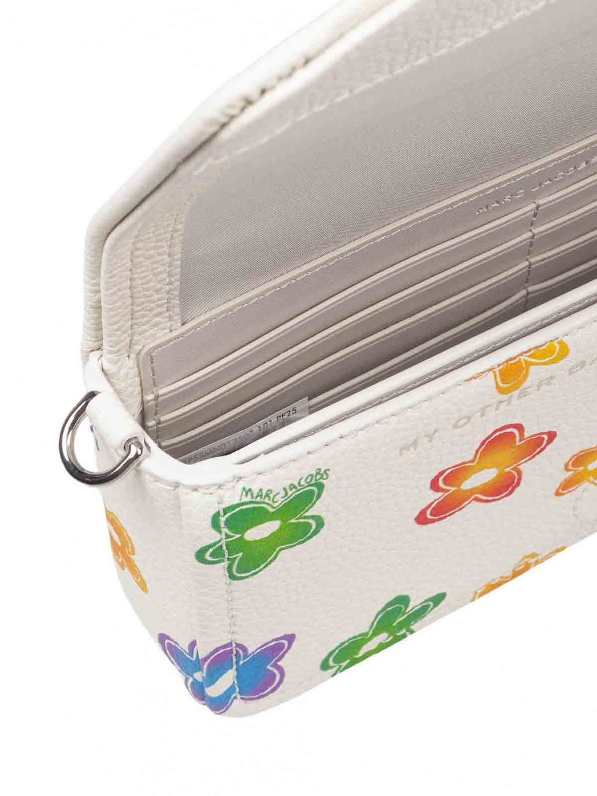 Marc Jacobs The Mini Bag In White Leather With Flower Print In Multi