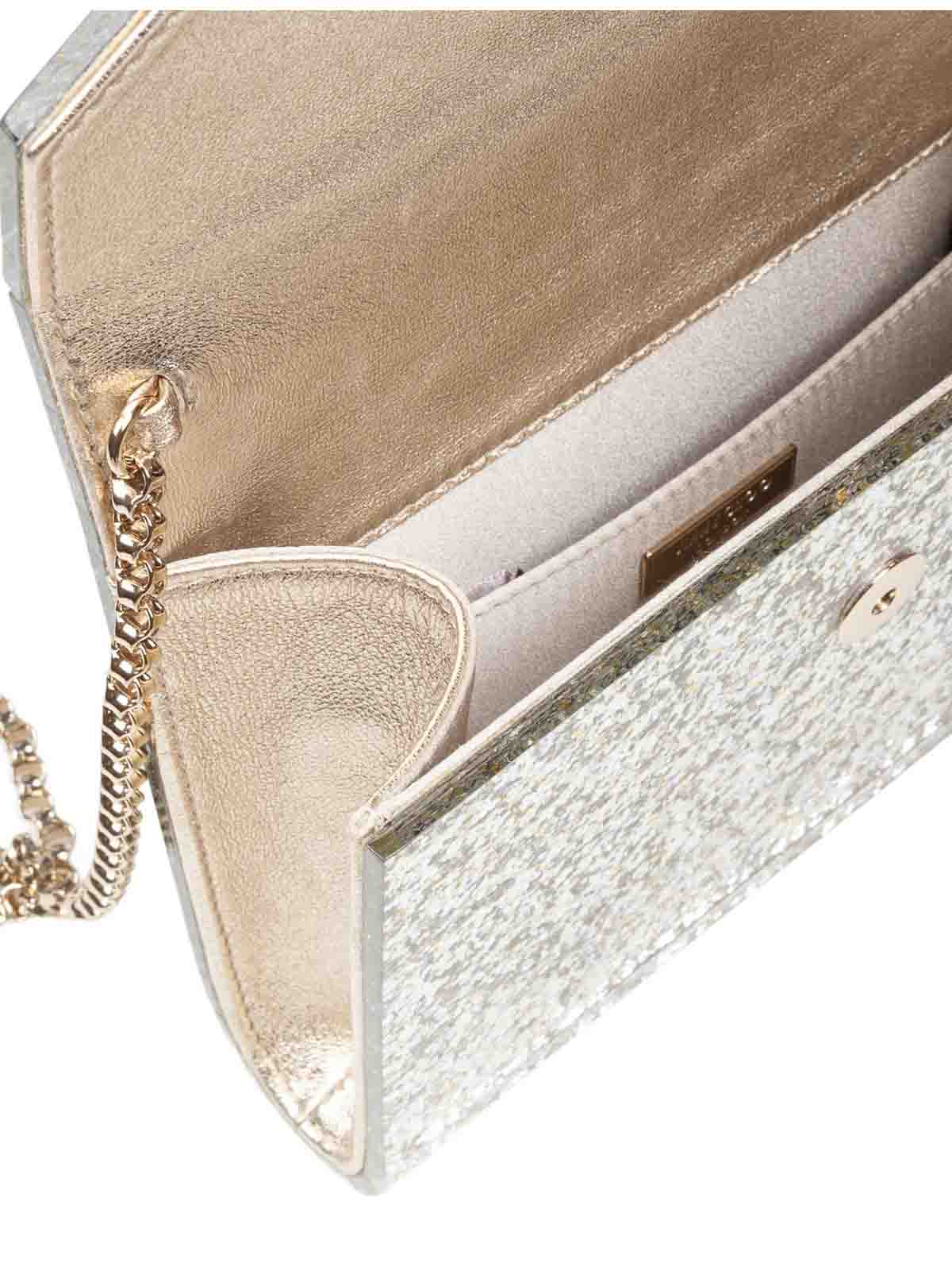 Jimmy Choo Candy Clutch Bag In Fabric With Glitter In Silver