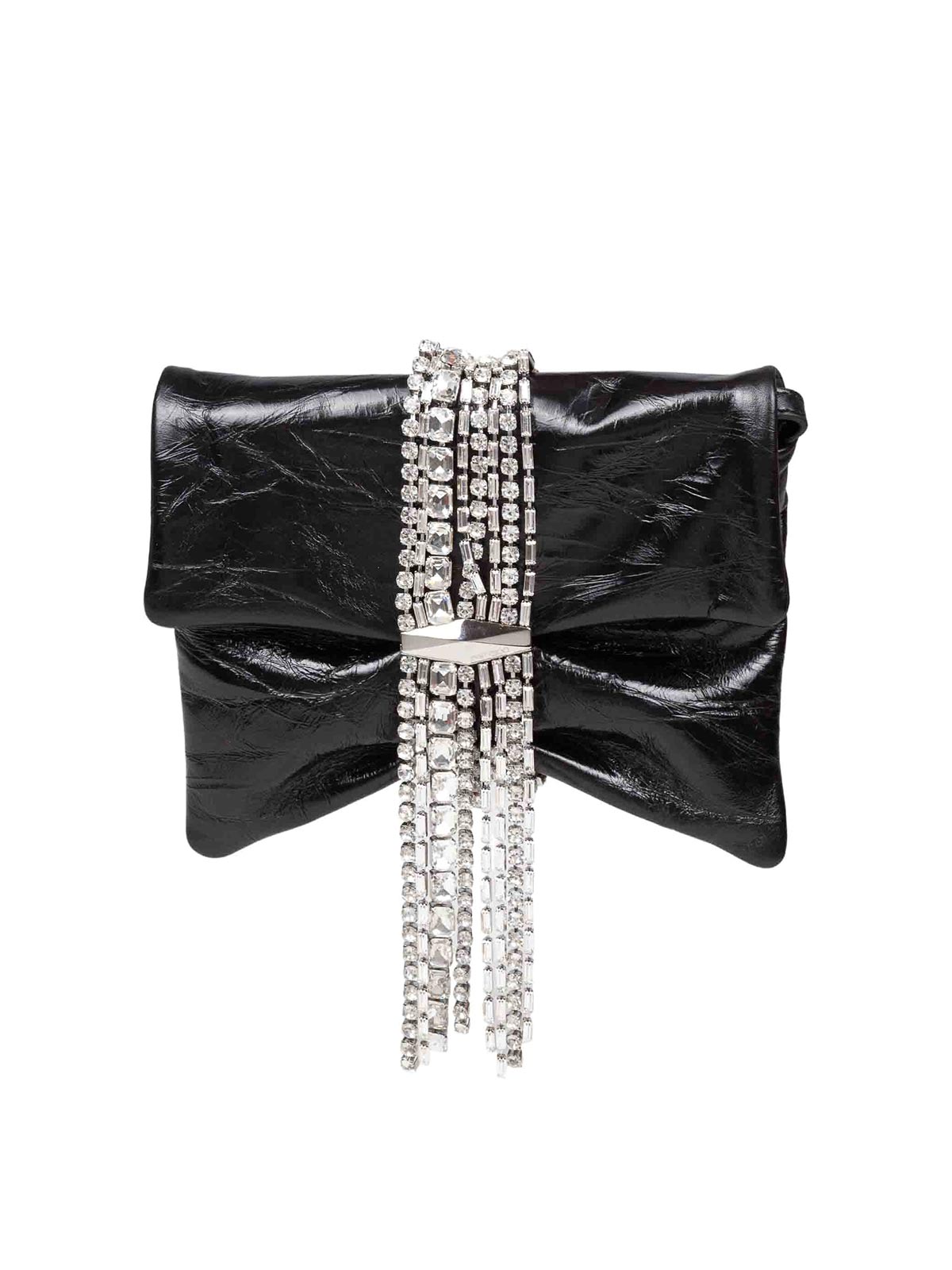 Jimmy Choo Zandra Clutch Bag In Metallic Leather In Black