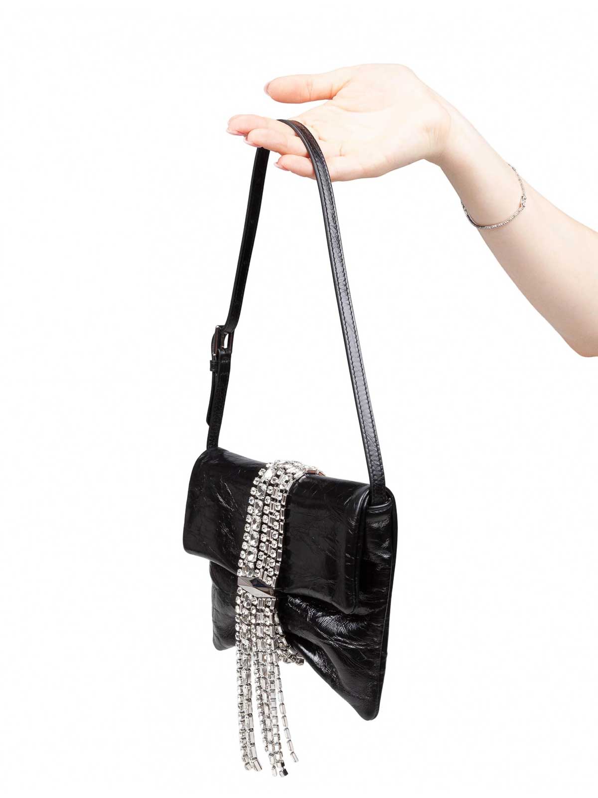 Jimmy Choo Zandra Clutch Bag In Metallic Leather In Black