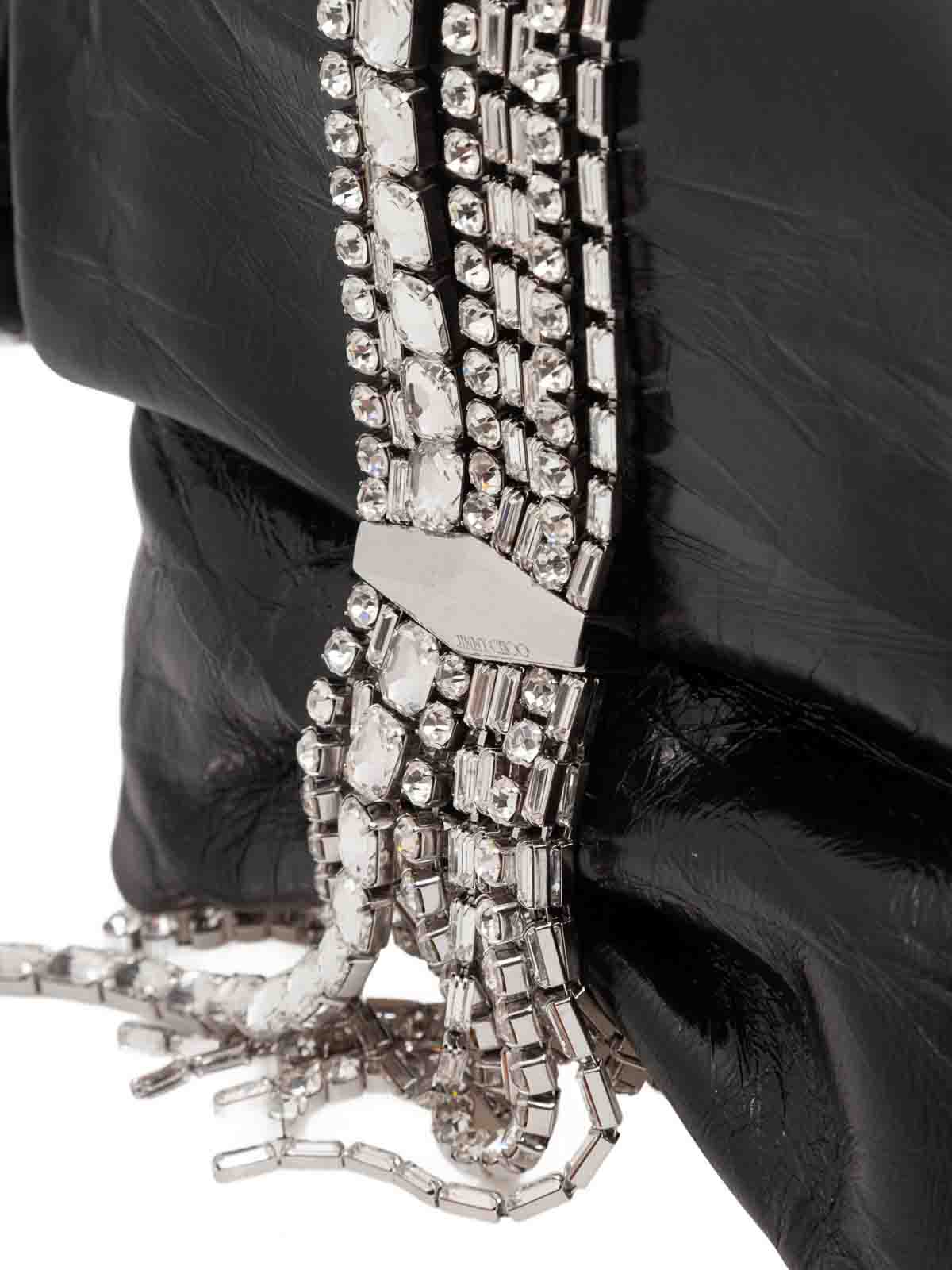 Jimmy Choo Zandra Clutch Bag In Metallic Leather In Black