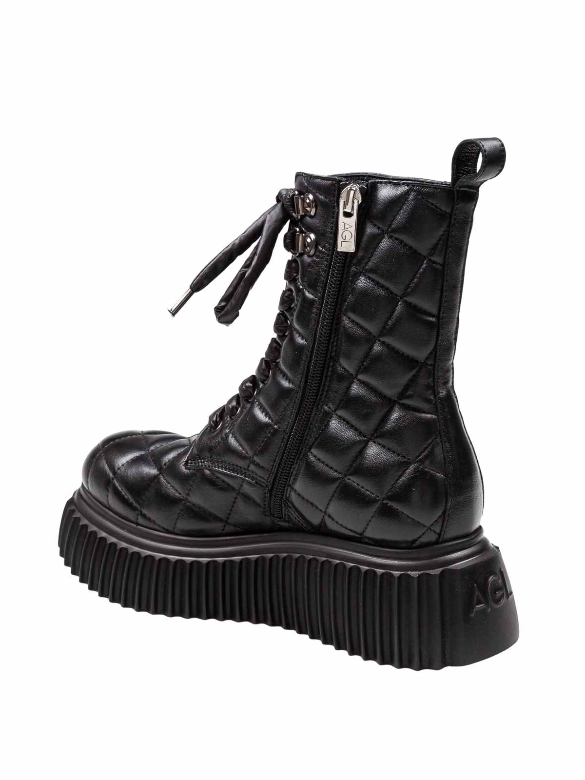 Agl Attilio Giusti Leombruni Quilted Leather Softy Lowboot Ankle Boot In Black Color In Black