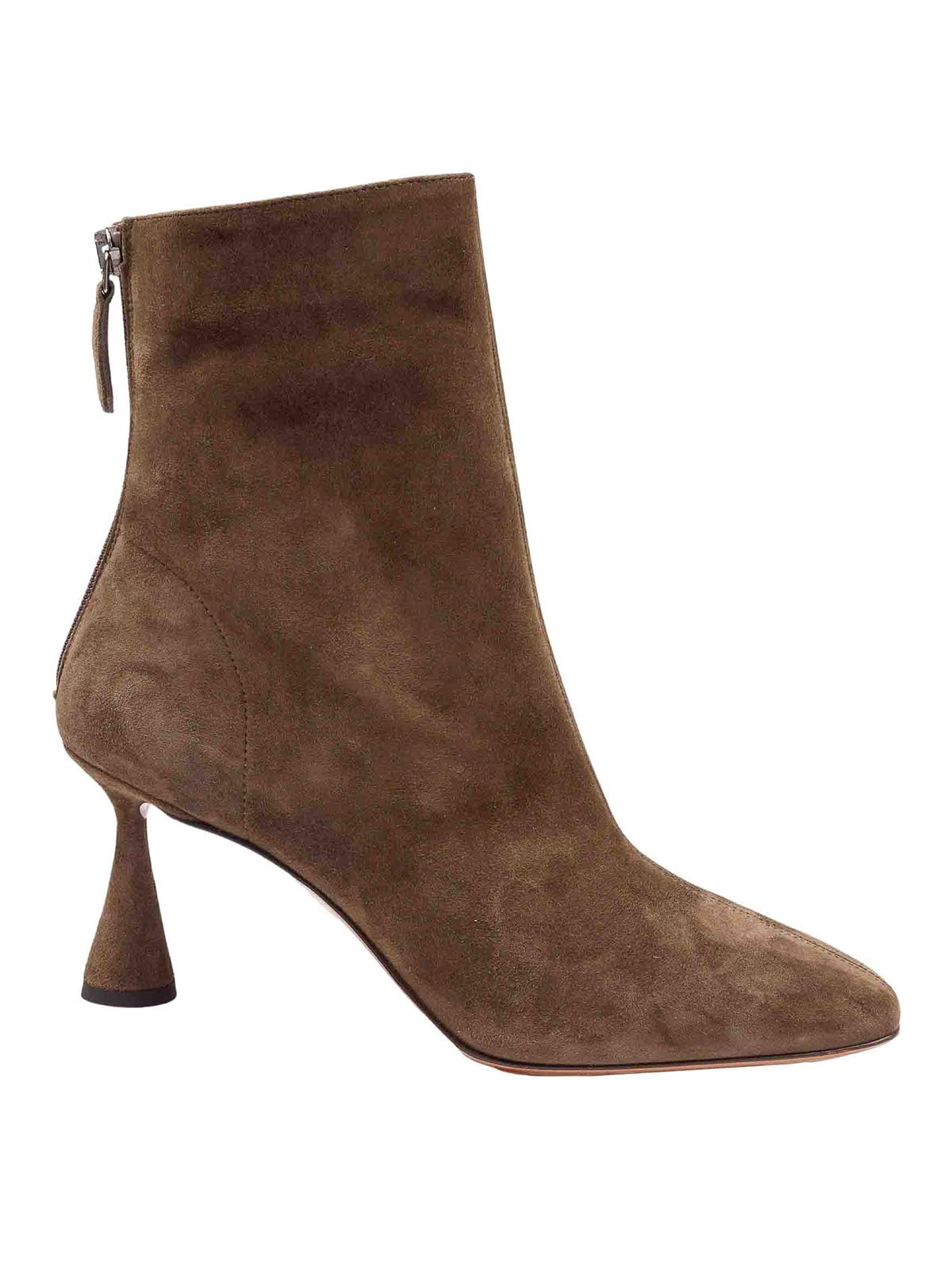 Aquazzura Bootie 75 Boot In Green Suede Color In Brown
