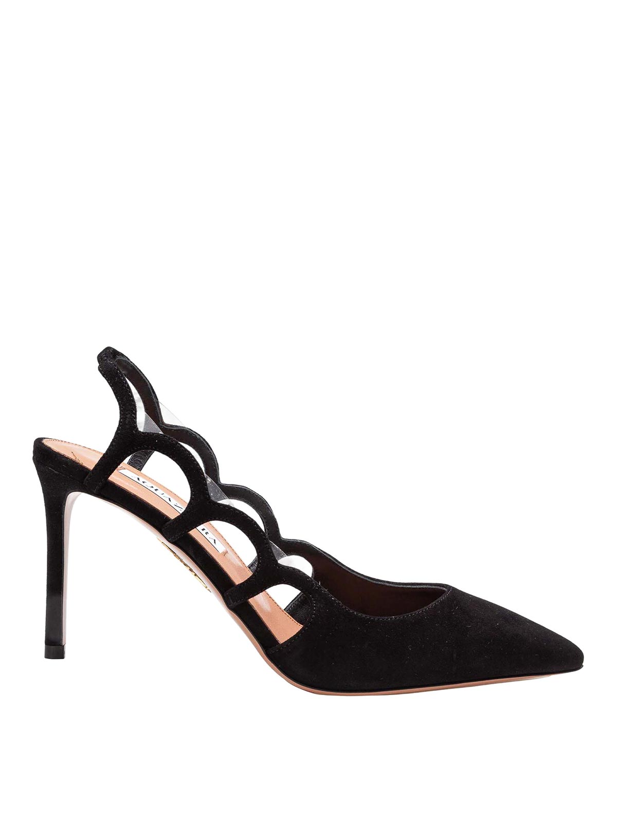 Aquazzura Decollete Bootie Pump 85 In Suede In Black