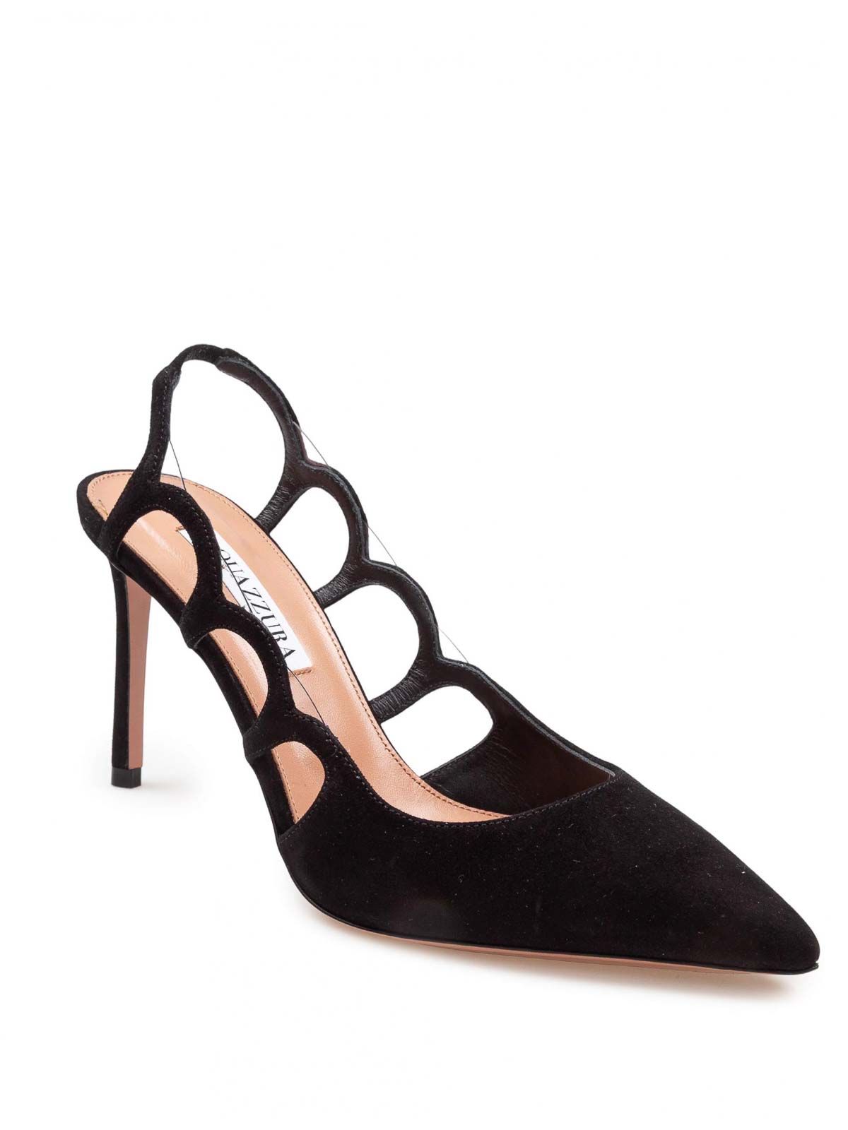 Aquazzura Decollete Bootie Pump 85 In Suede In Black