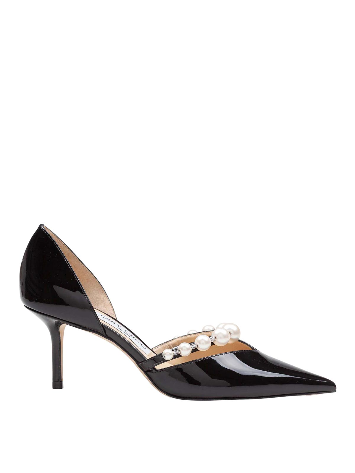 Jimmy Choo Aurelie 65 Patent Leather Pumps With Applied Pearls In Black
