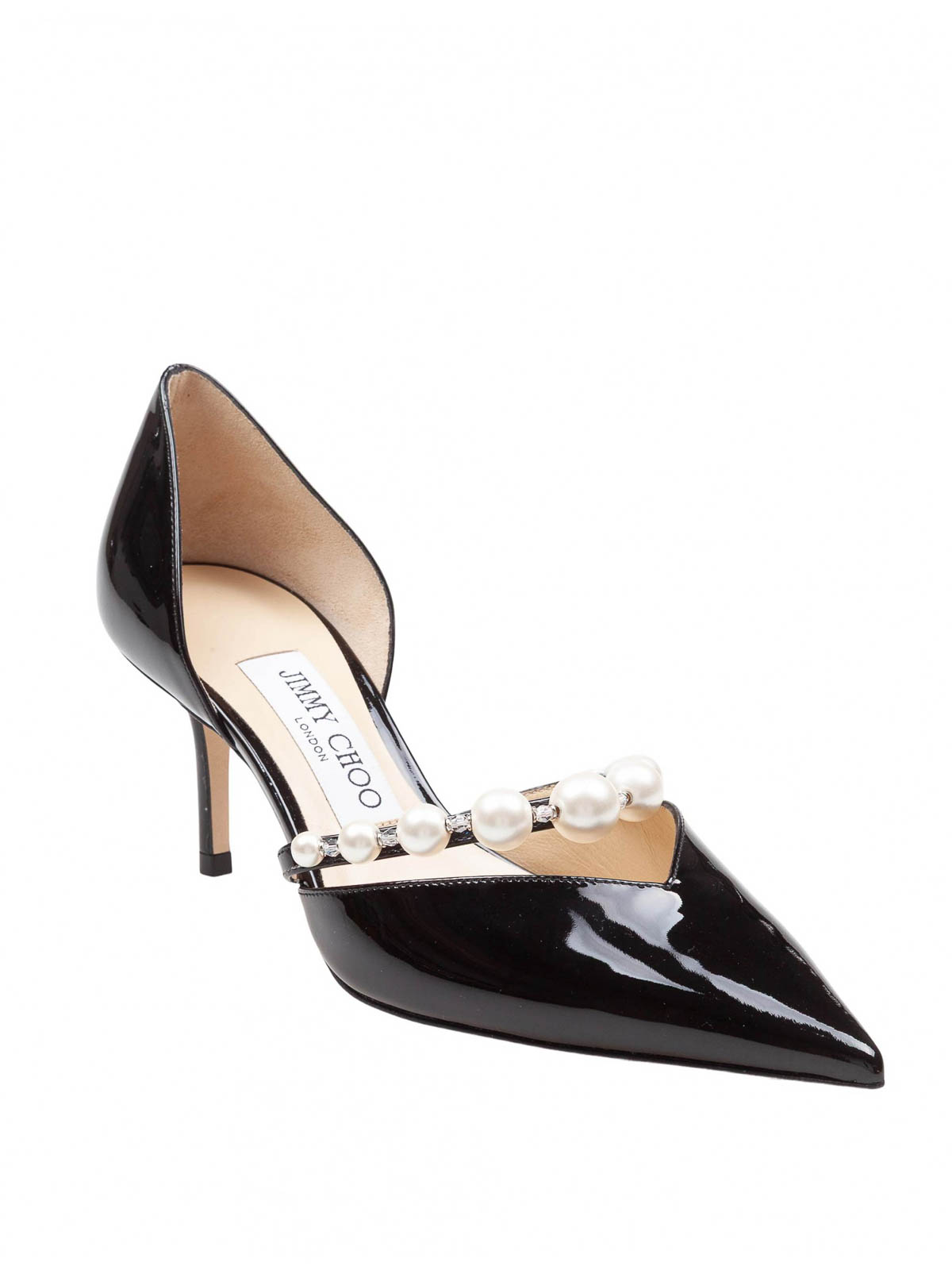 Jimmy Choo Aurelie 65 Patent Leather Pumps With Applied Pearls In Black