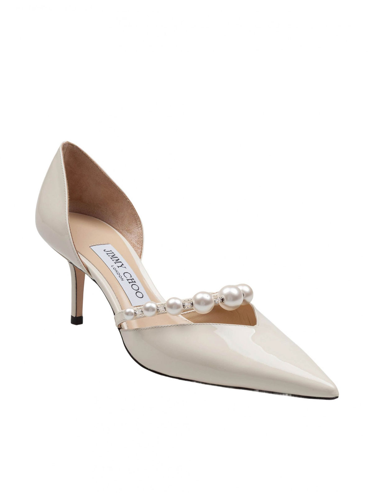 Jimmy Choo Aurelie 65 Decollete In Paint With Pearls In White
