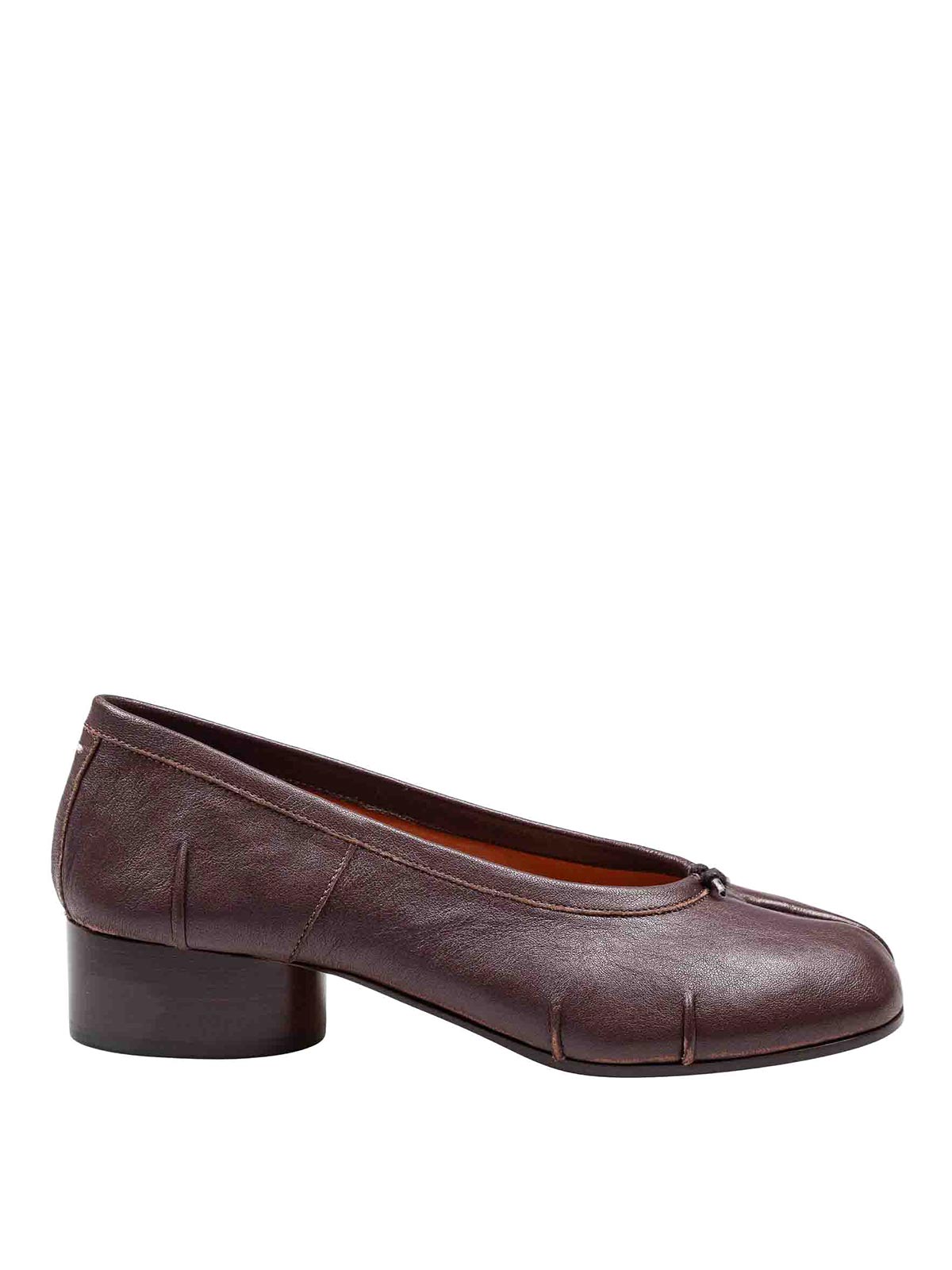 Maison Margiela Ballerina Shoes In Soft Textured Leather In Brown