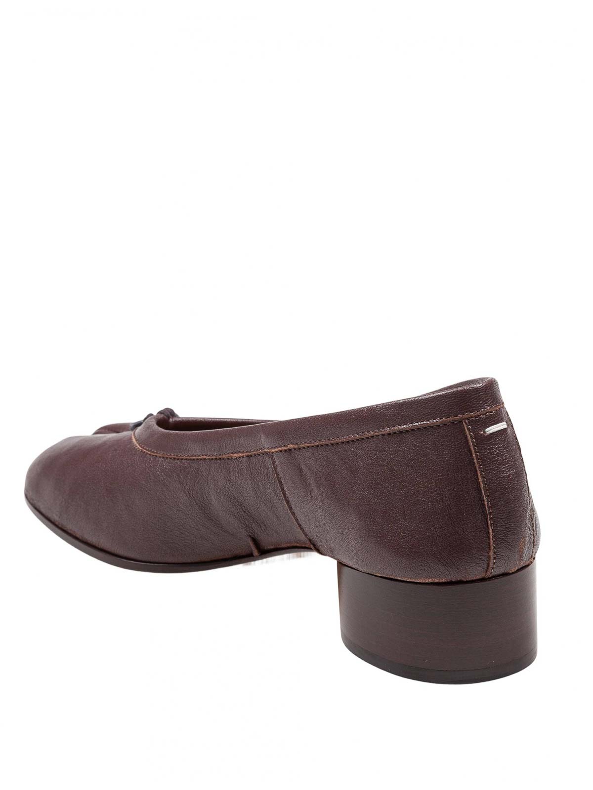 Maison Margiela Ballerina Shoes In Soft Textured Leather In Brown