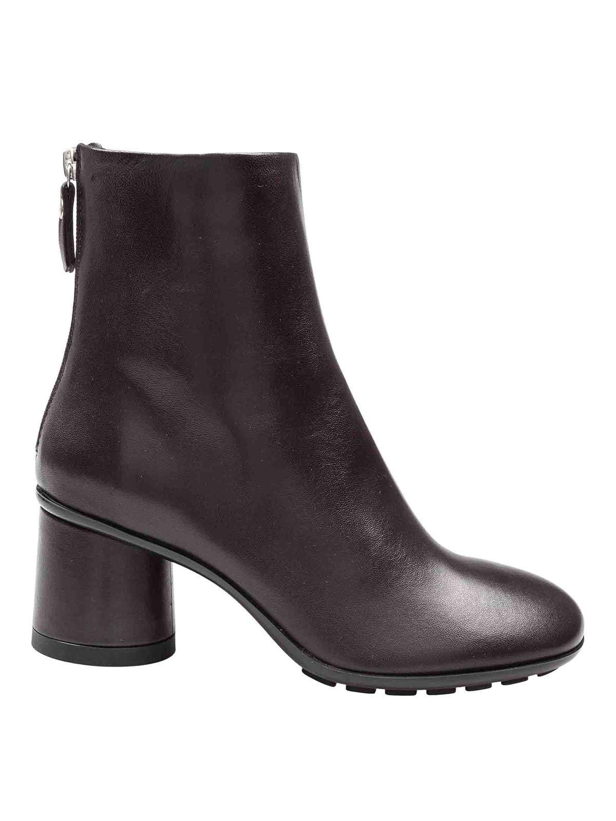 Agl Attilio Giusti Leombruni Softy Curvy Leather Ankle Boots In Dark Brown In Brown