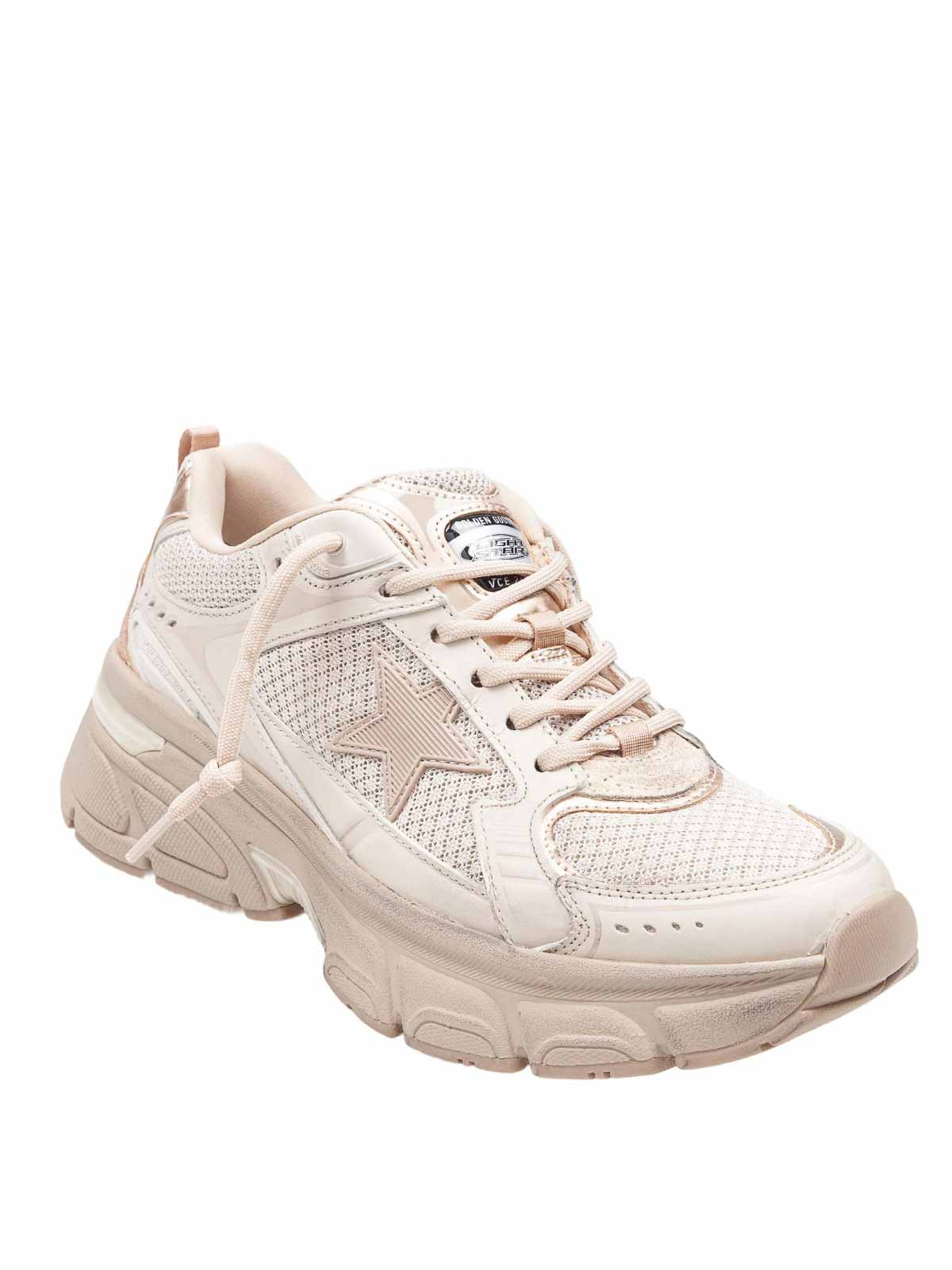 Golden Goose Leather And Mesh Sneakers Tortora Color In Gray
