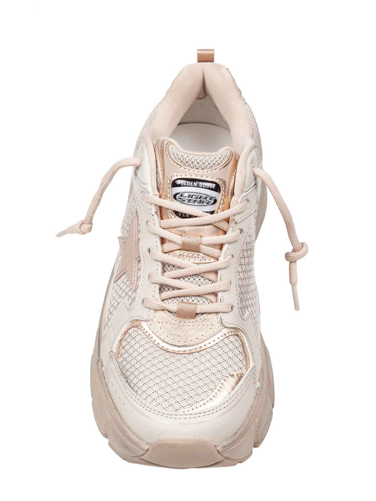 Golden Goose Leather And Mesh Sneakers Tortora Color In Gray