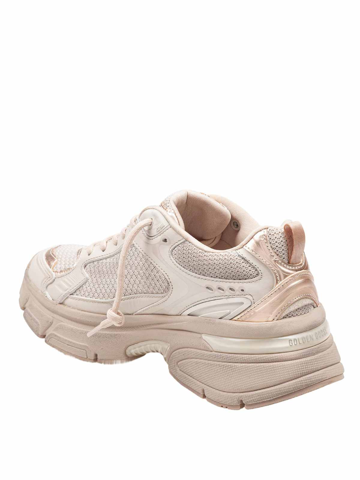 Golden Goose Leather And Mesh Sneakers Tortora Color In Gray
