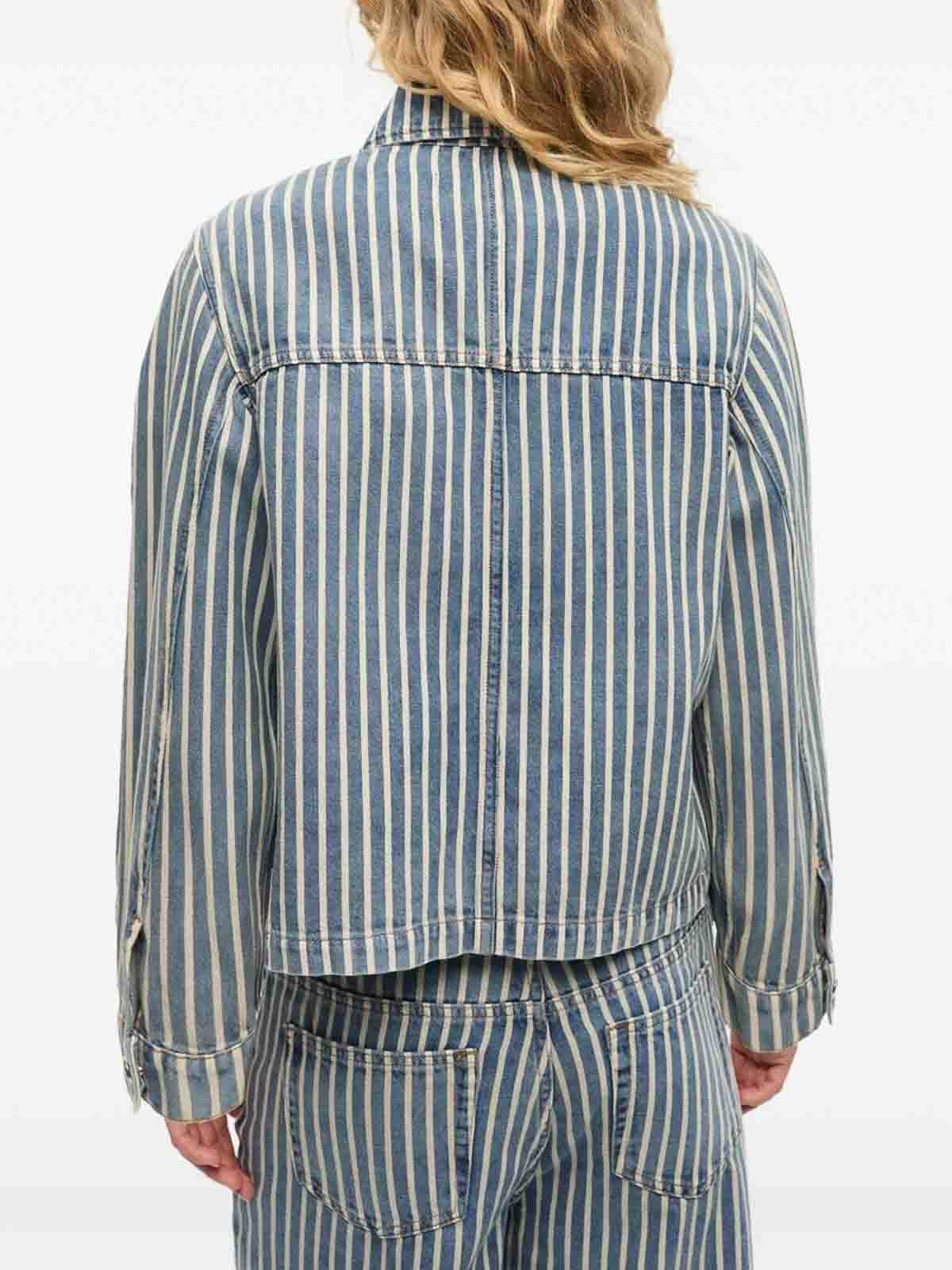 Ganni Light Stripe Denim Jacket In Multi