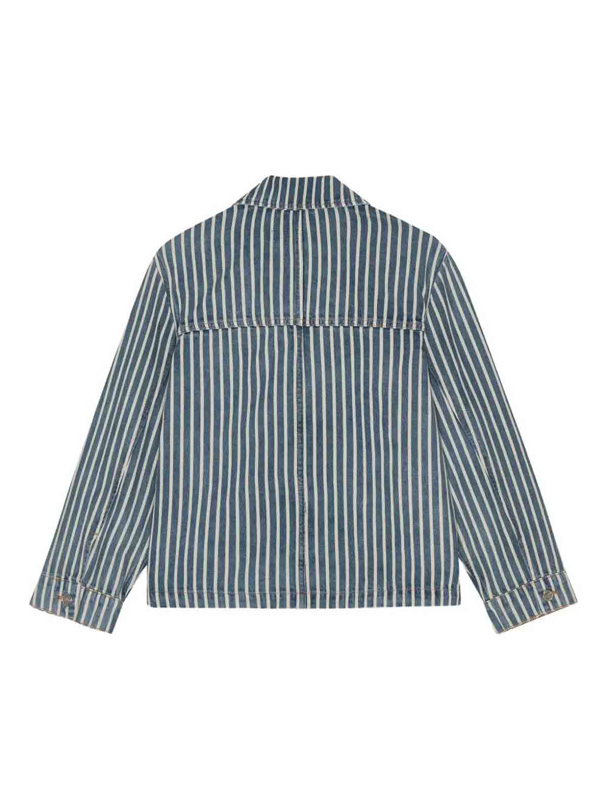 Ganni Light Stripe Denim Jacket In Multi
