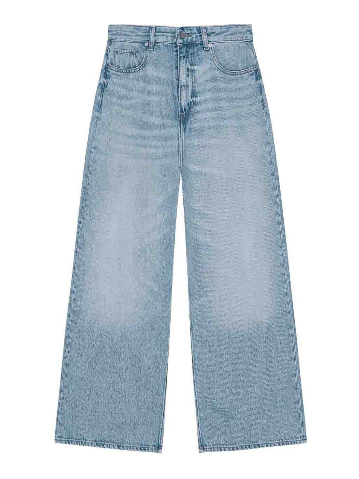 Ganni Soft Rigid Denim Baggy Jeans In Blue