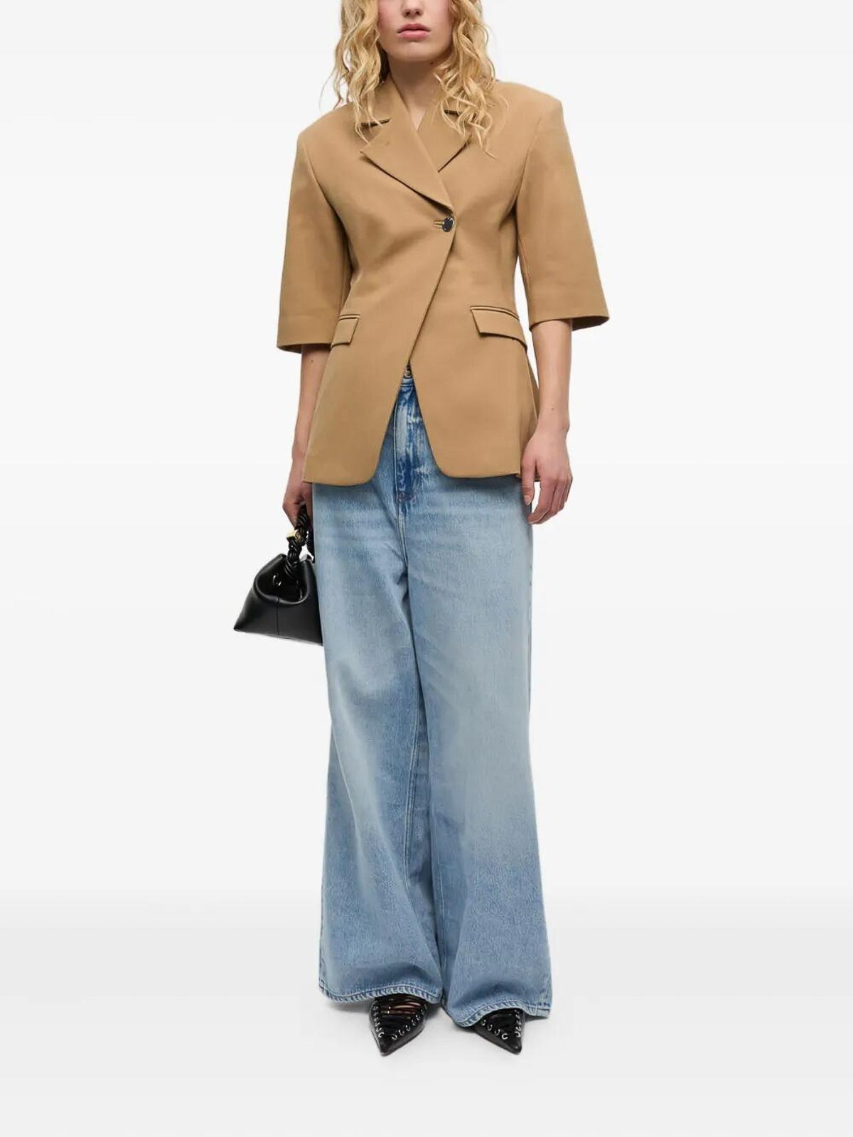 Ganni Soft Rigid Denim Baggy Jeans In Blue