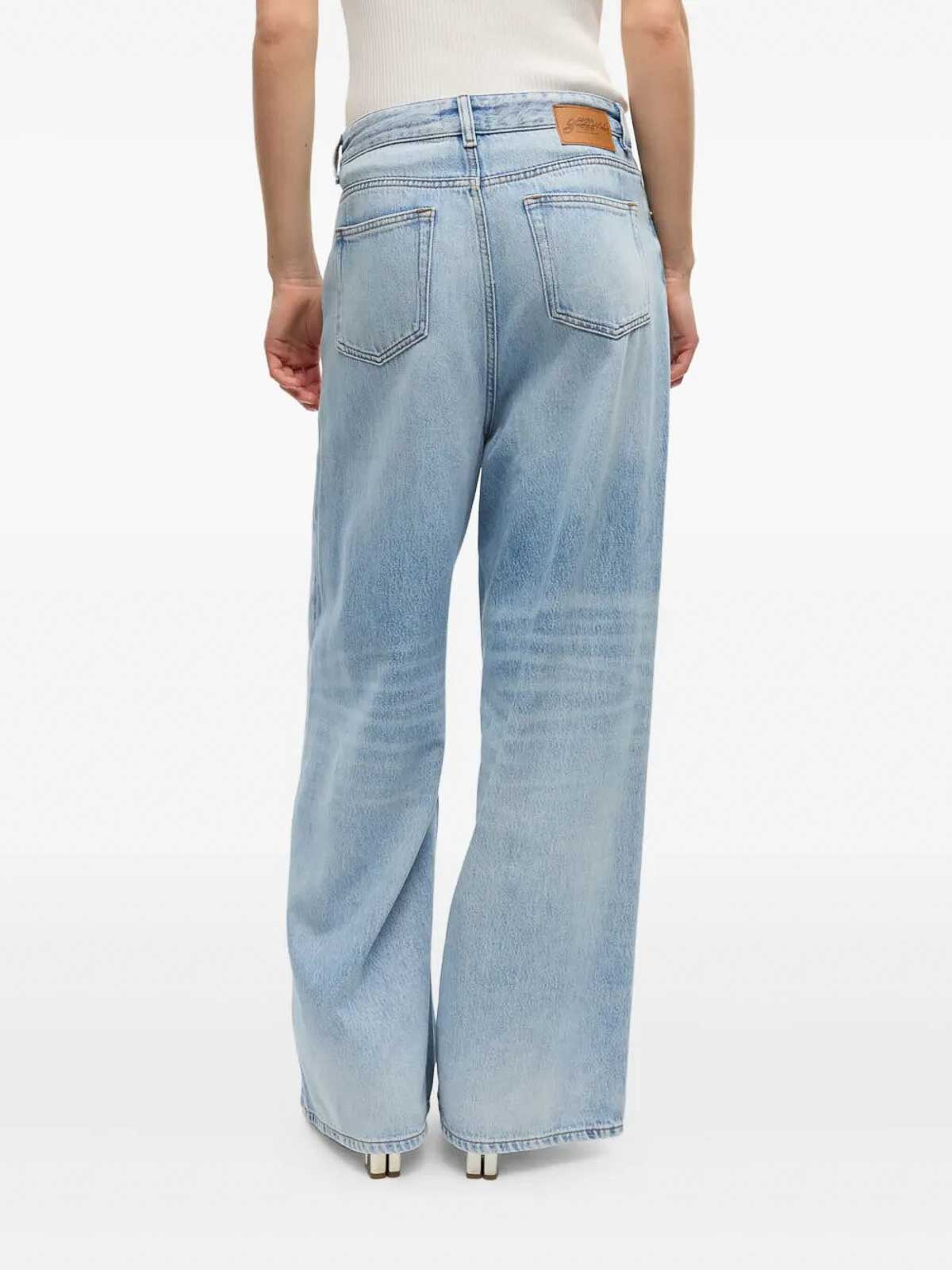 Ganni Soft Rigid Denim Baggy Jeans In Blue
