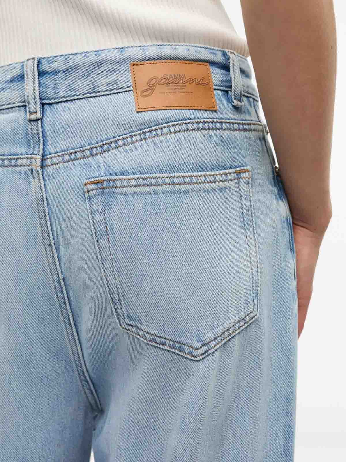 Ganni Soft Rigid Denim Baggy Jeans In Blue