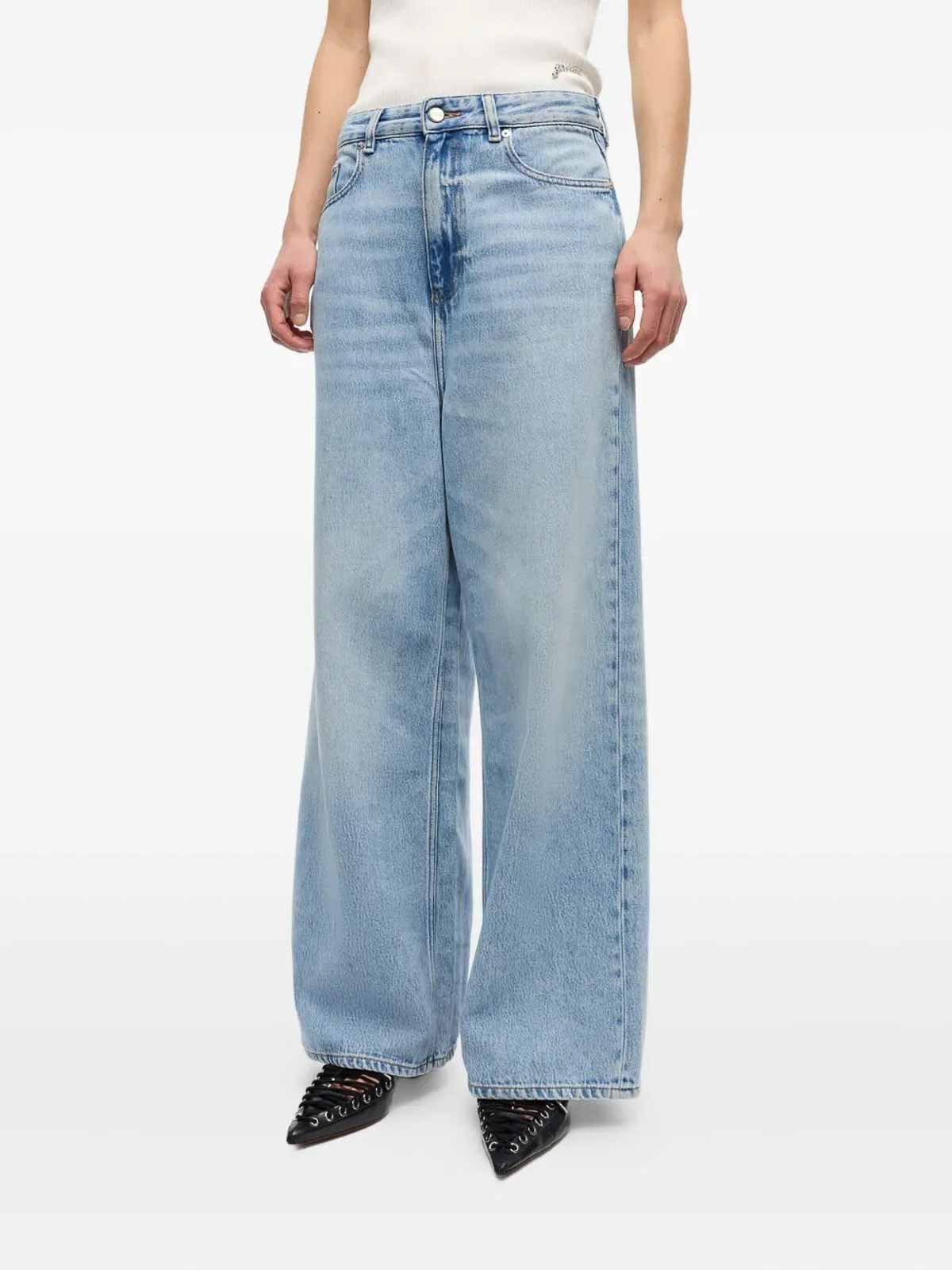 Ganni Soft Rigid Denim Baggy Jeans In Blue