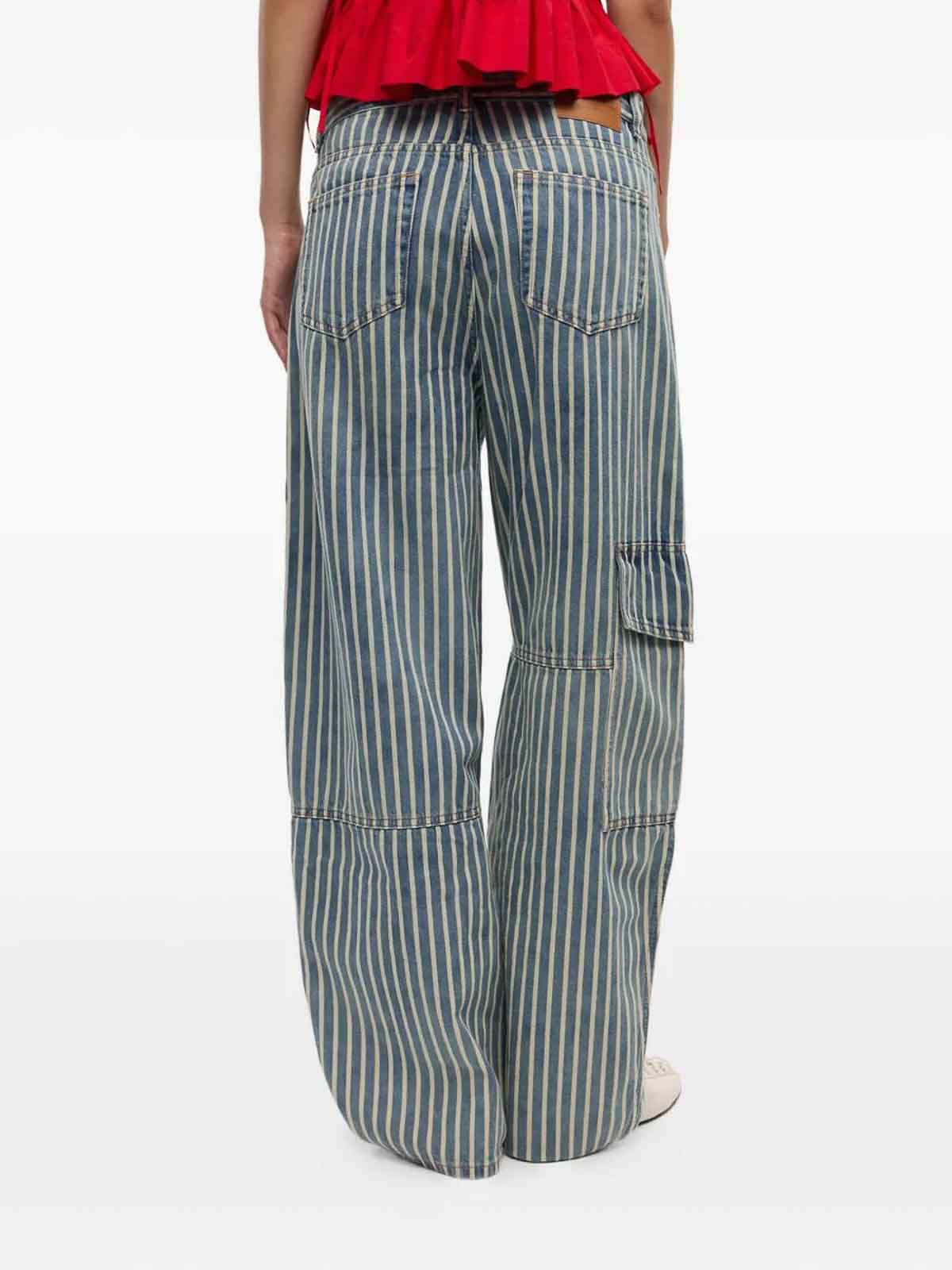 Ganni Light Stripe Denim Carpenter Jeans In Soft Chambray In Blue