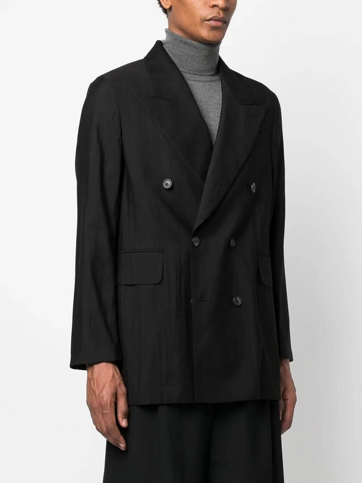 Our Legacy Crease-effect Double-breasted Blazer In Black