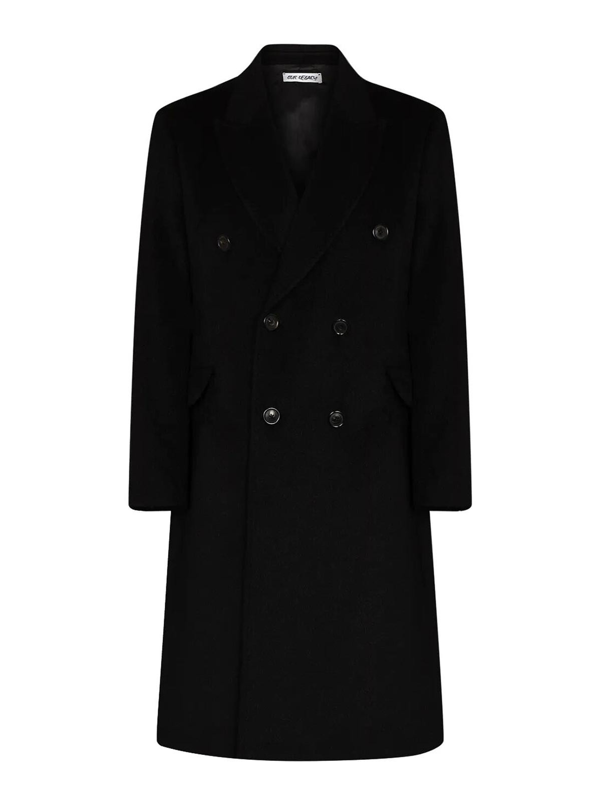Our Legacy Oversize Double-breasted Coat Notched Lapels In Black