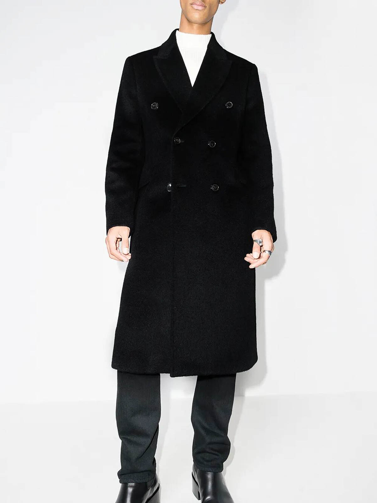 Our Legacy Oversize Double-breasted Coat Notched Lapels In Black
