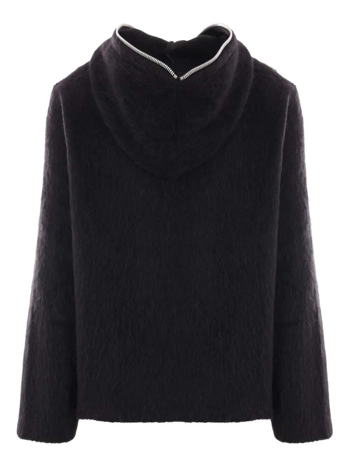 Our Legacy Textured Full Zip Hood Sweatshirt With Cozy Hood In Black