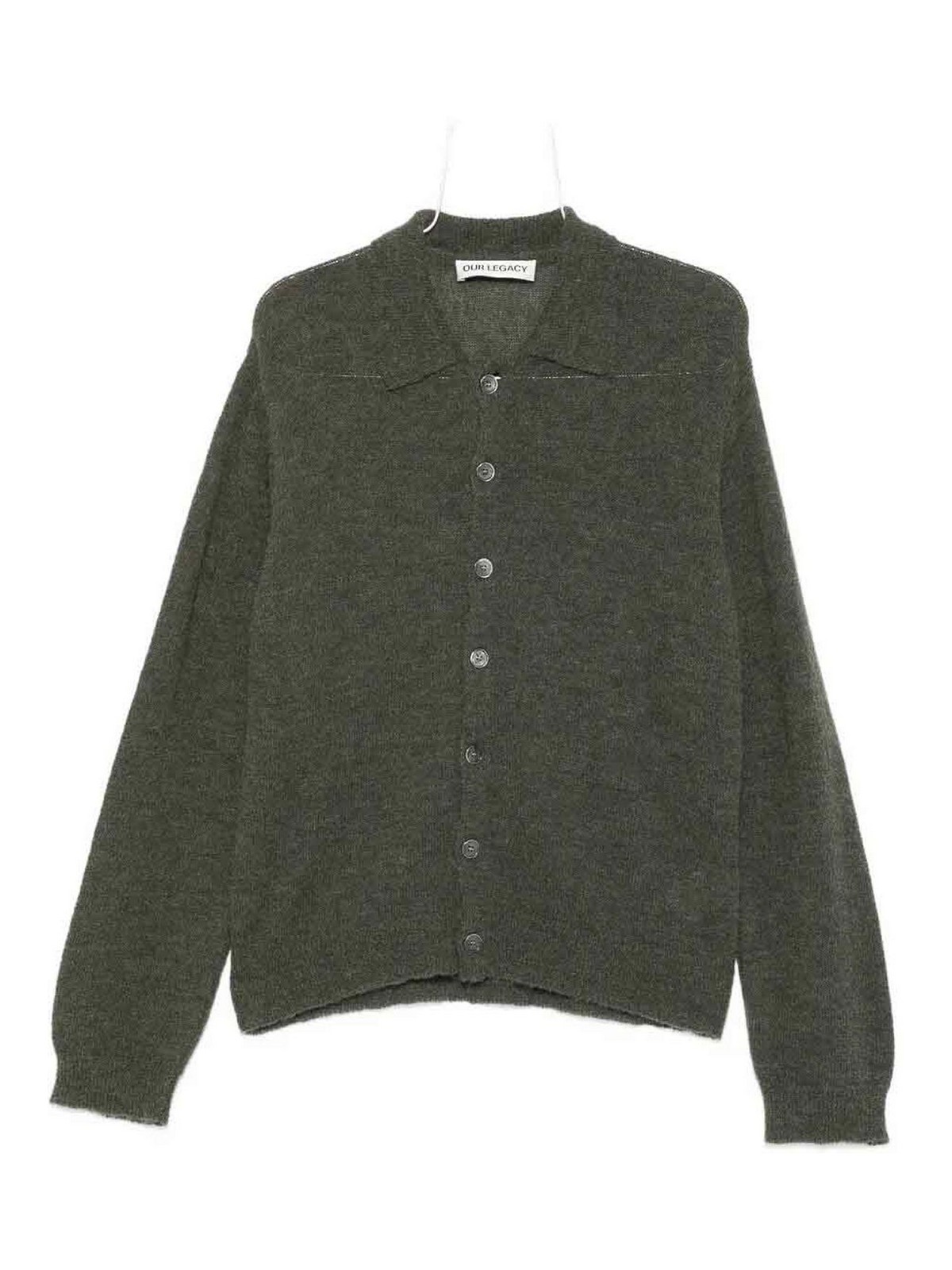 Our Legacy Dark Green Alpaca Blend Cardigan In Green