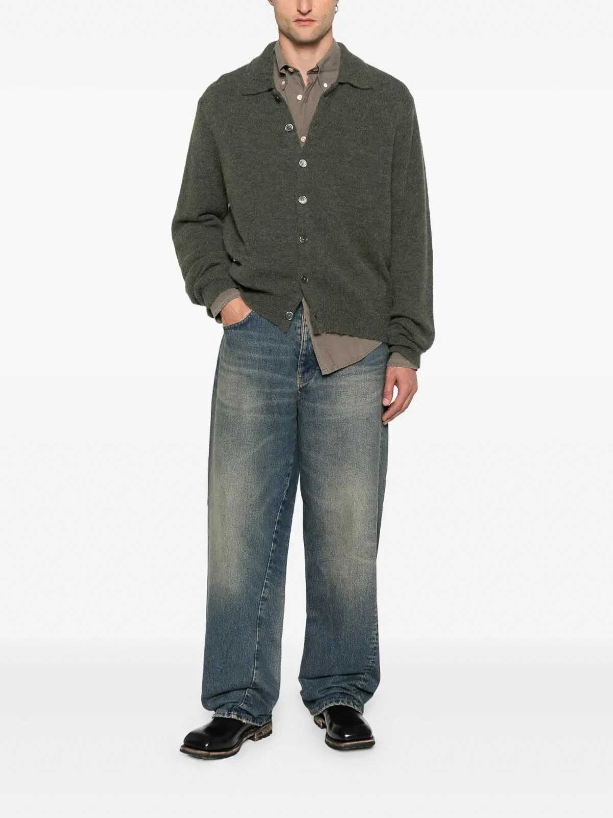 Our Legacy Dark Green Alpaca Blend Cardigan In Green