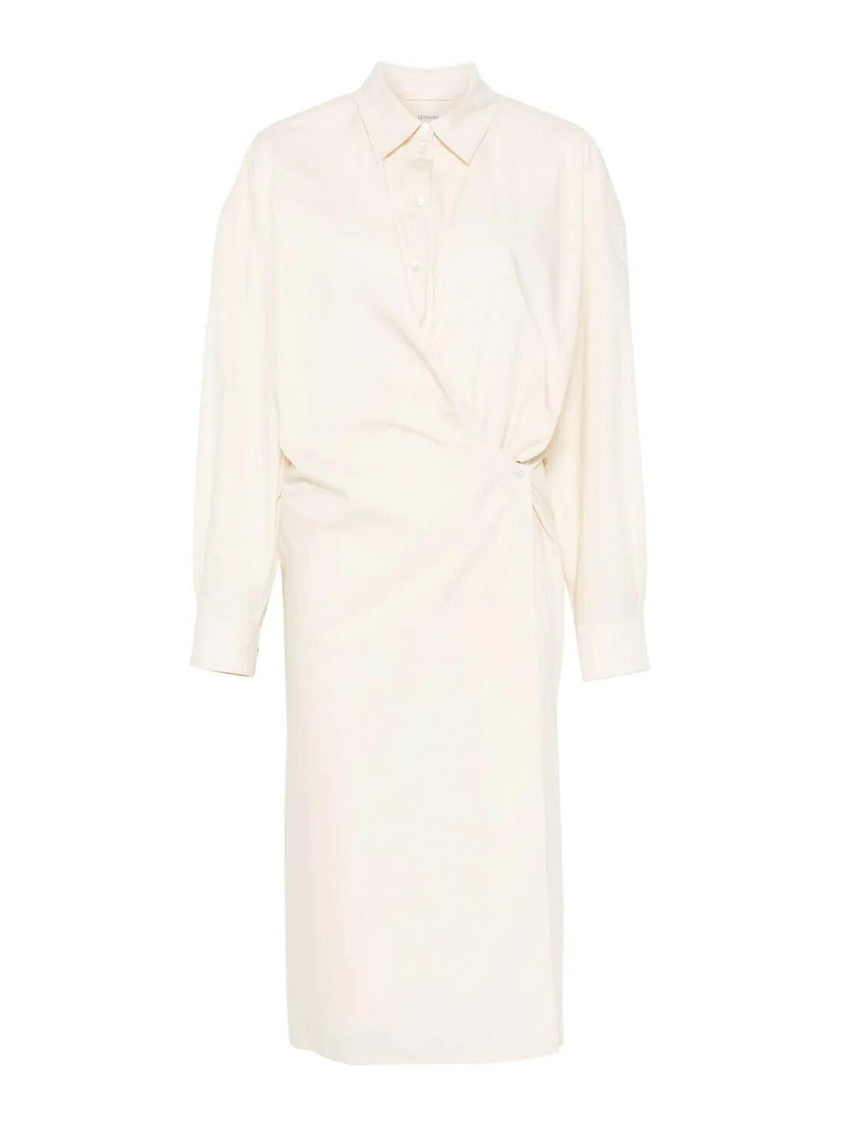 Lemaire Straight Collar Twisted Dress In Neutral