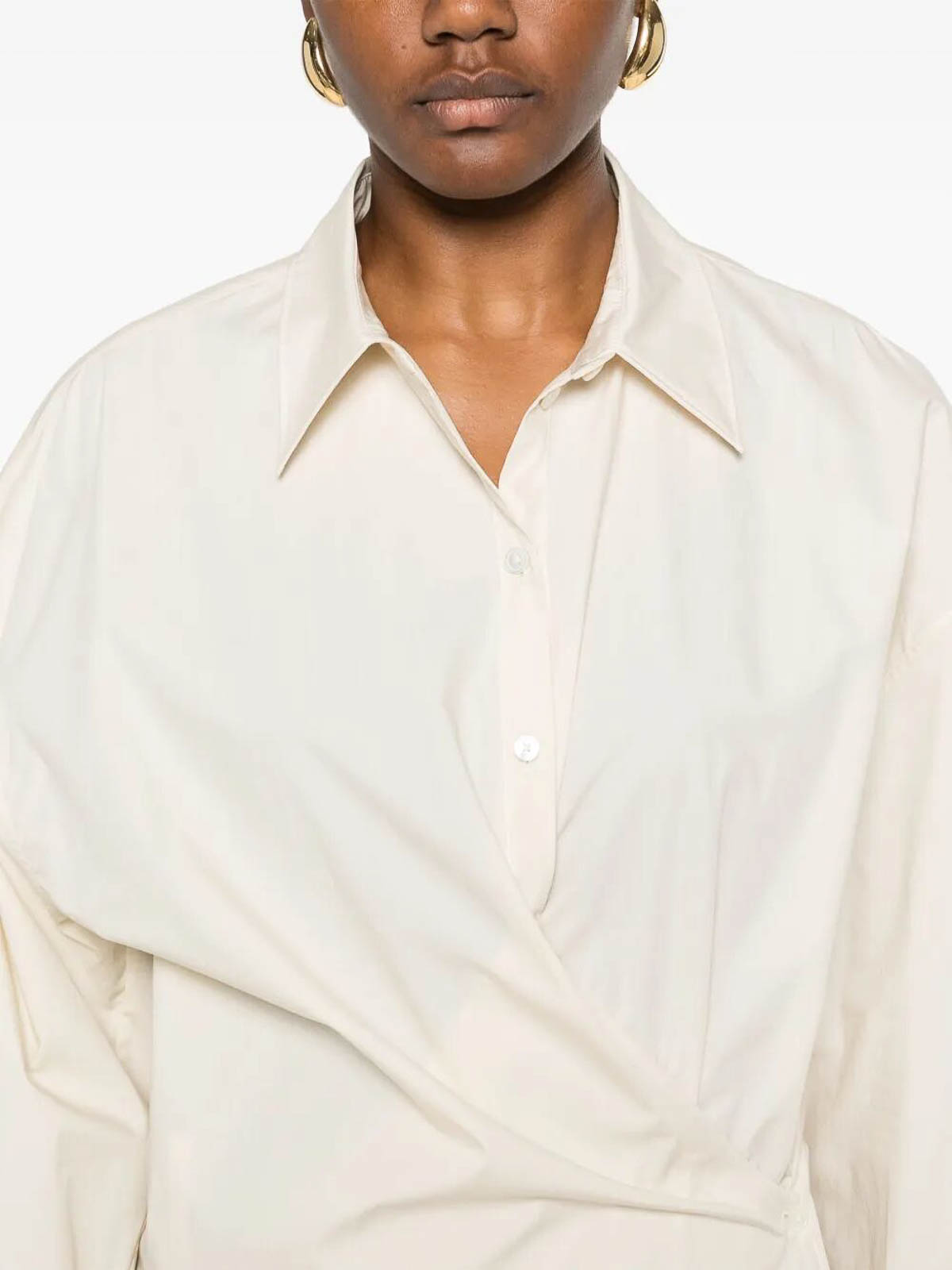 Lemaire Straight Collar Twisted Dress In Neutral