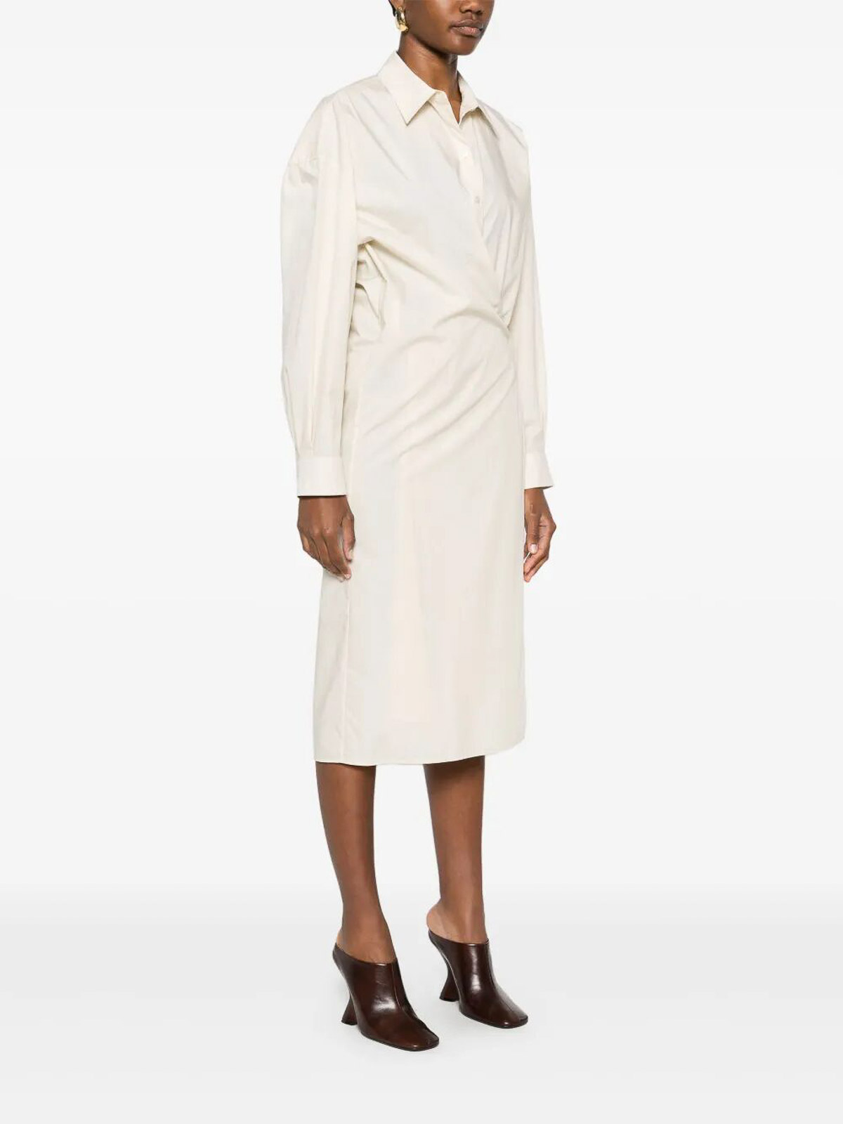 Lemaire Straight Collar Twisted Dress In Neutral