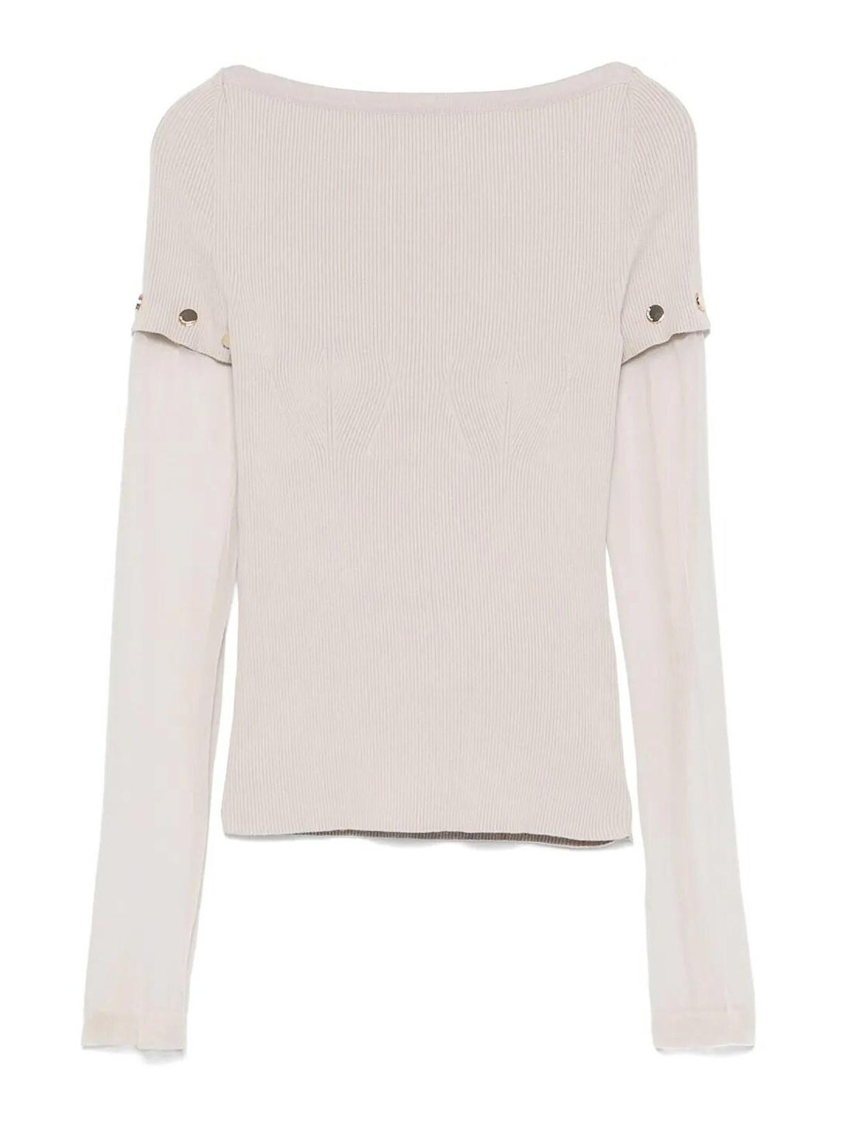 Sportmax Layered Chenille Crewneck Sweater With Detachable Sleeves In Neutral