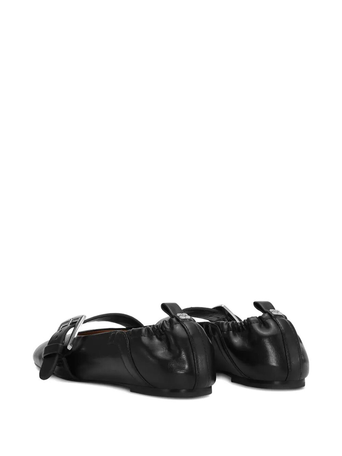 Ganni Butterfly Strap Ballerina Crinkle Oleatex In Black