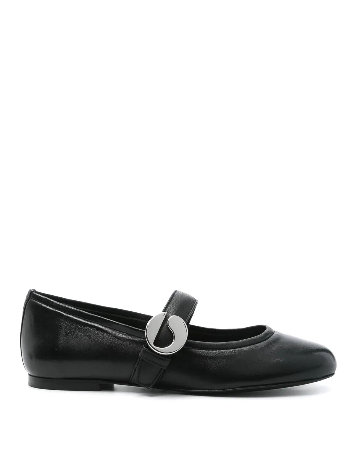 Coperni Black Ballerinas With Metallic Logo And Strap In Black