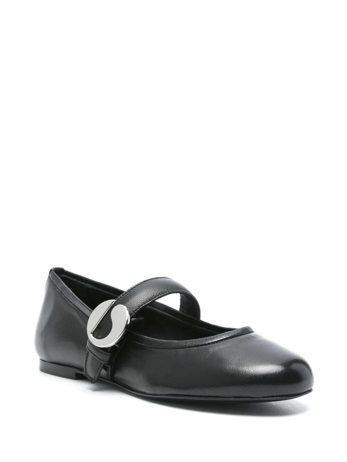 Coperni Black Ballerinas With Metallic Logo And Strap In Black