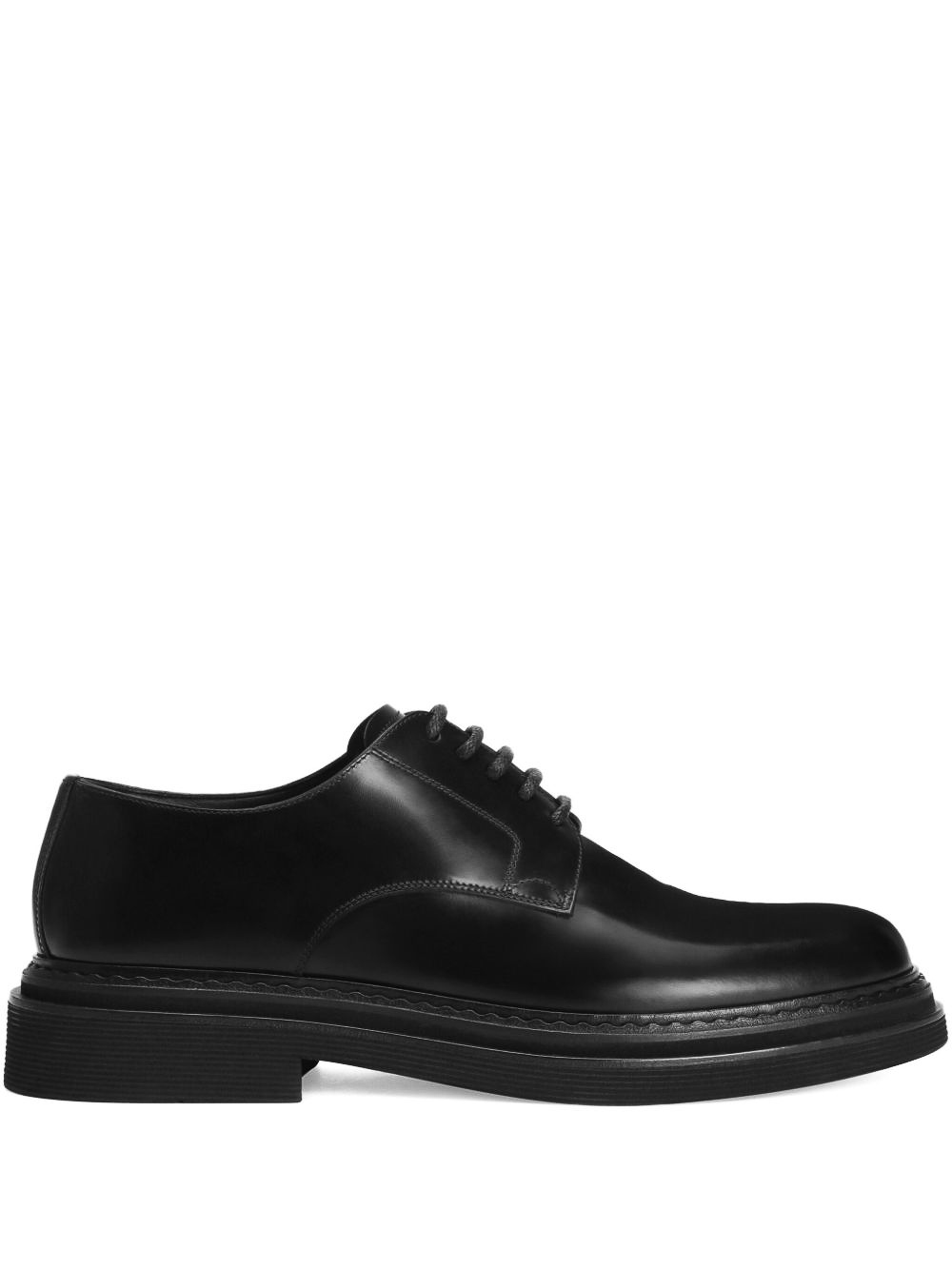 Dolce & Gabbana Black Leather Derby Shoes In Black